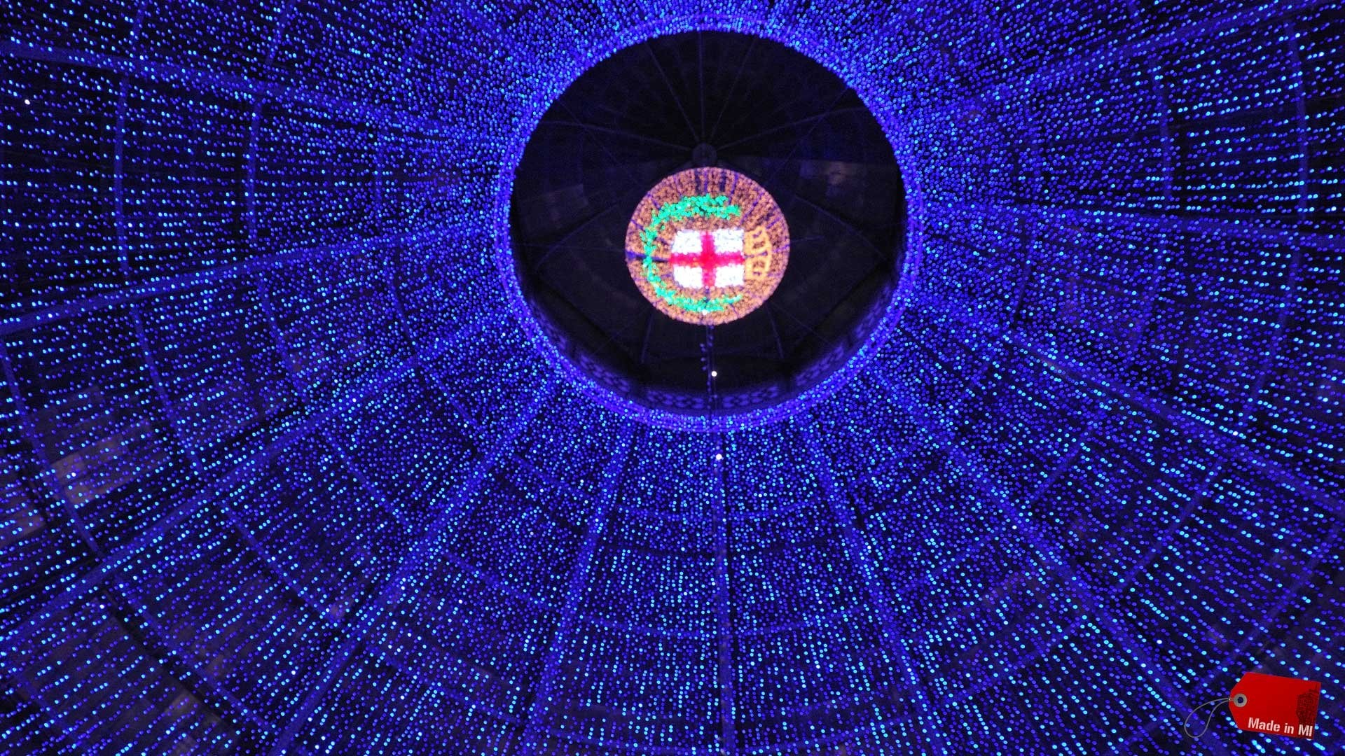 Luci blu, Cupola, Installazione luminosa, Full HD, wallpaper per desktop