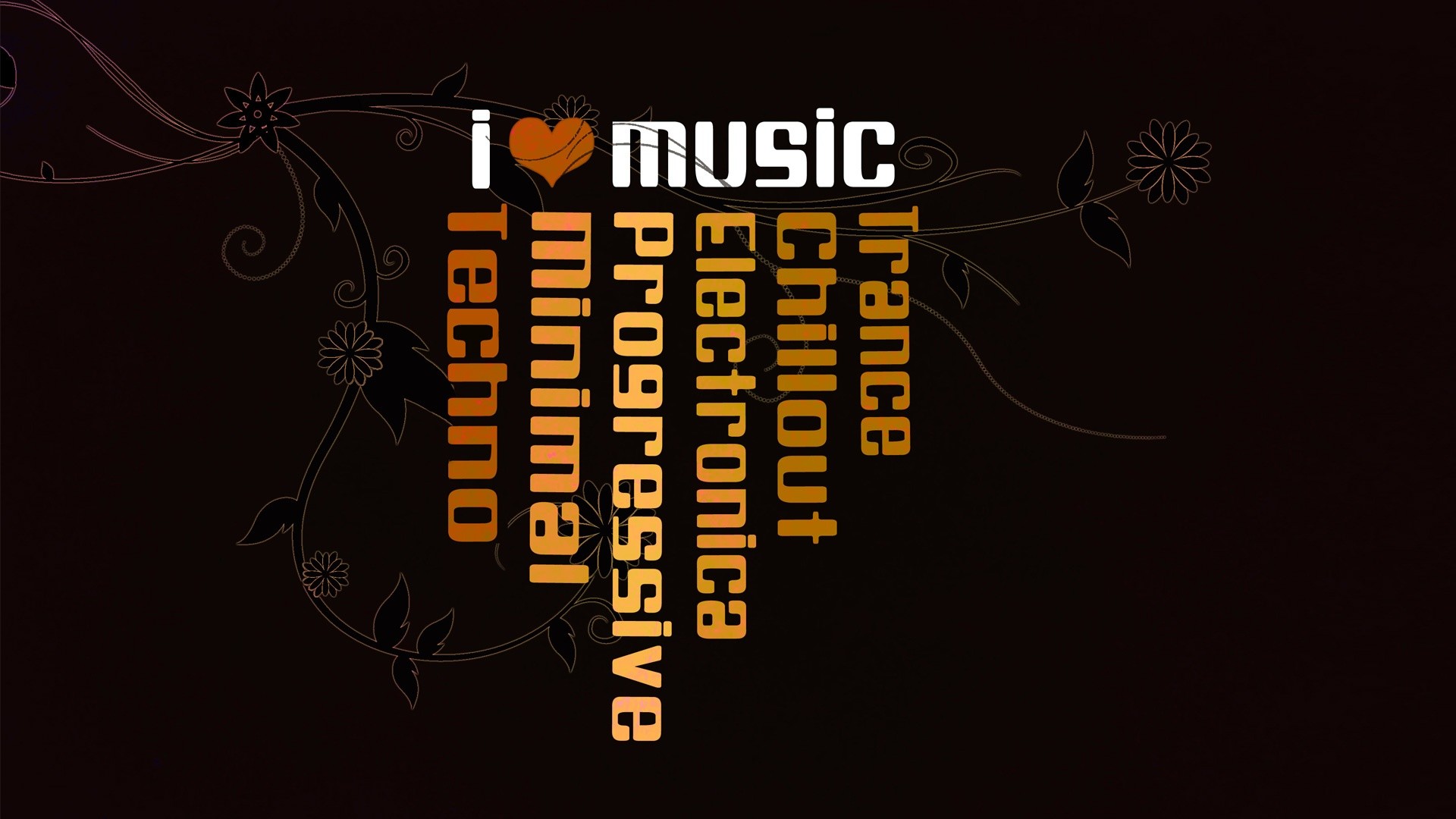 I Love Music, Generi musicali, Tipografia, Full HD, sfondo per portatile
