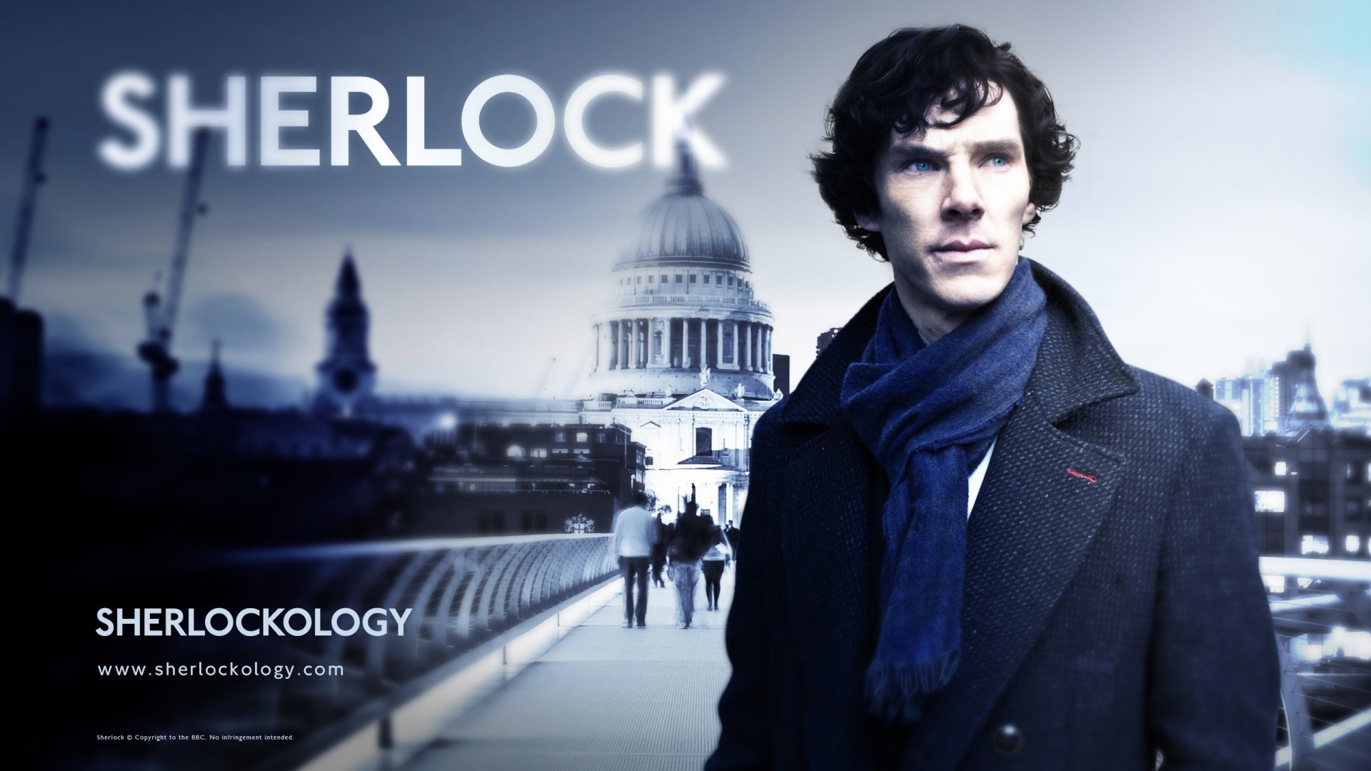 Sherlock, Benedict Cumberbatch, Sherlock Holmes, Cattedrale di San Paolo, Londra, Millennium Bridge, sfondo 1080p