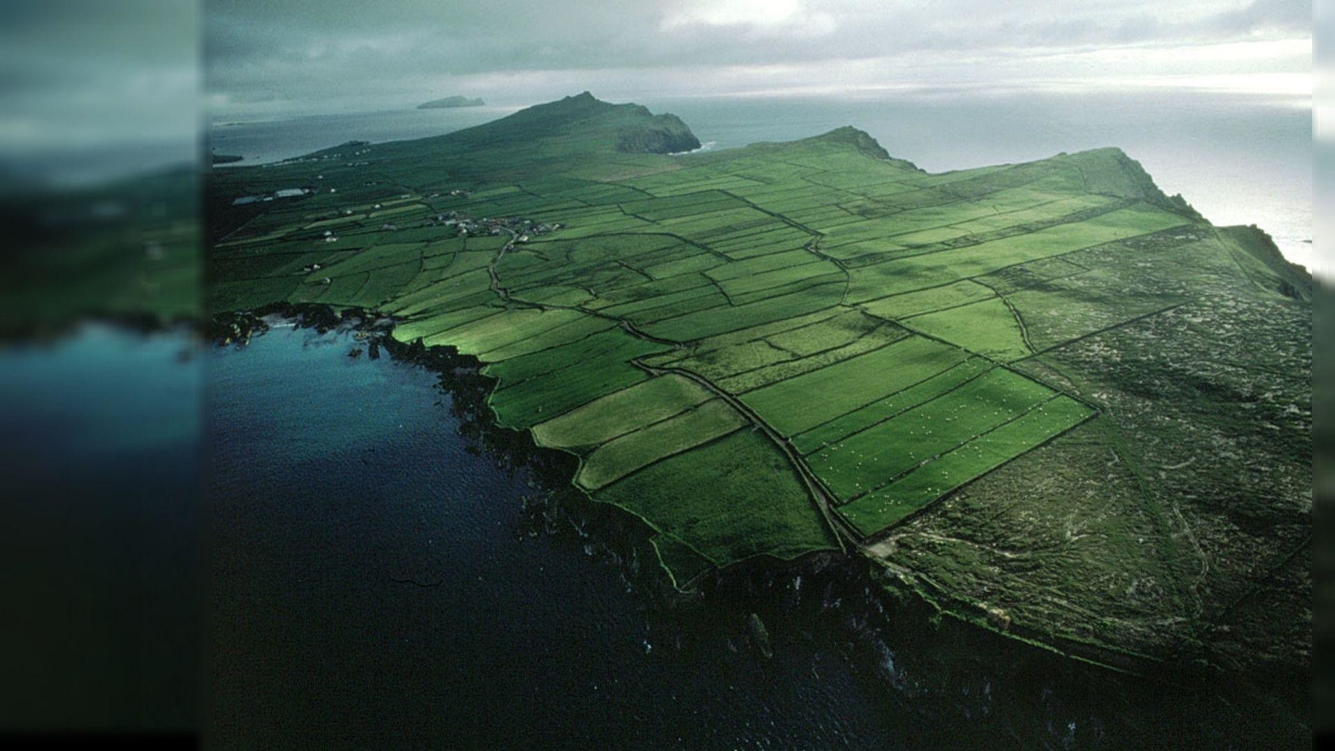 Irlanda, Campi verdi, Veduta aerea, Full HD, sfondo desktop