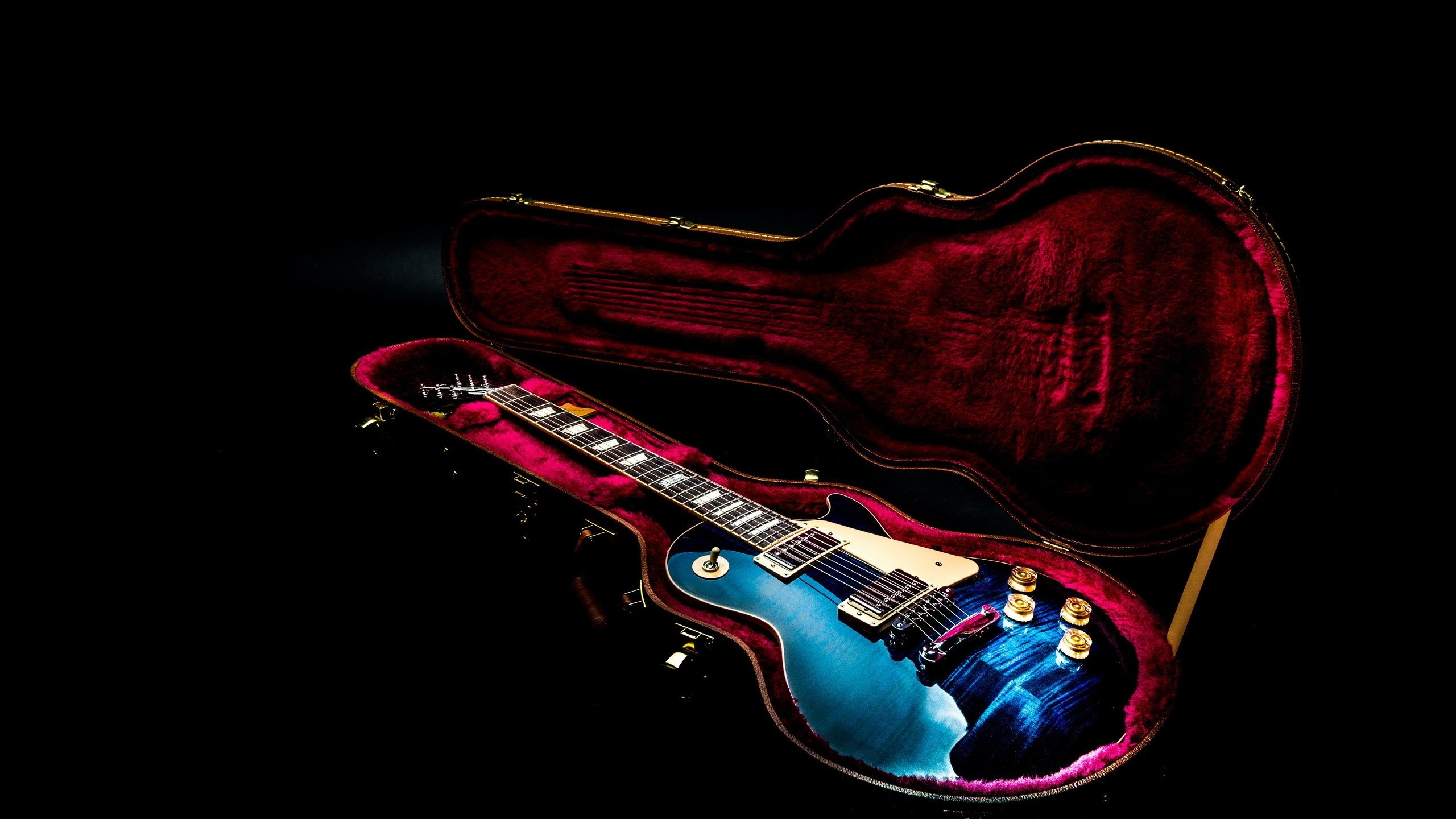 Gibson Les Paul, Custodia, Chitarra elettrica, Blu, 2K, sfondo per PC