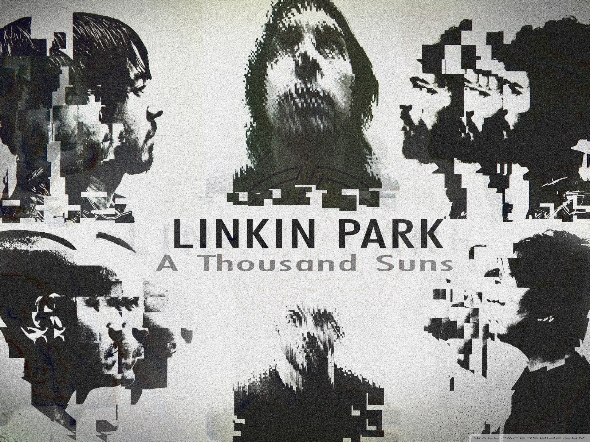 Linkin Park, A Thousand Suns, Glitch art, Bianco e nero, sfondo per iPad e tablet