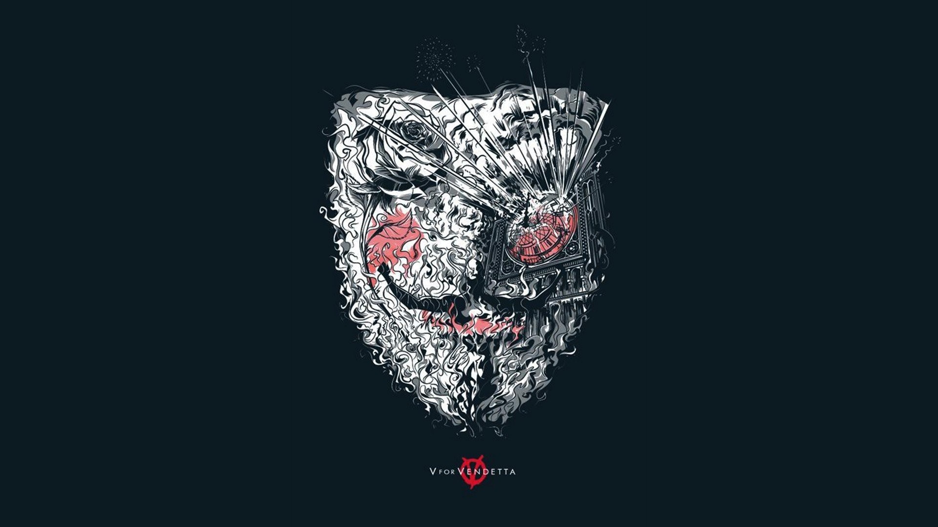 Maschera di Guy Fawkes, V per Vendetta, Illustrazione, Disegno dettagliato, sfondo Full HD per portatile