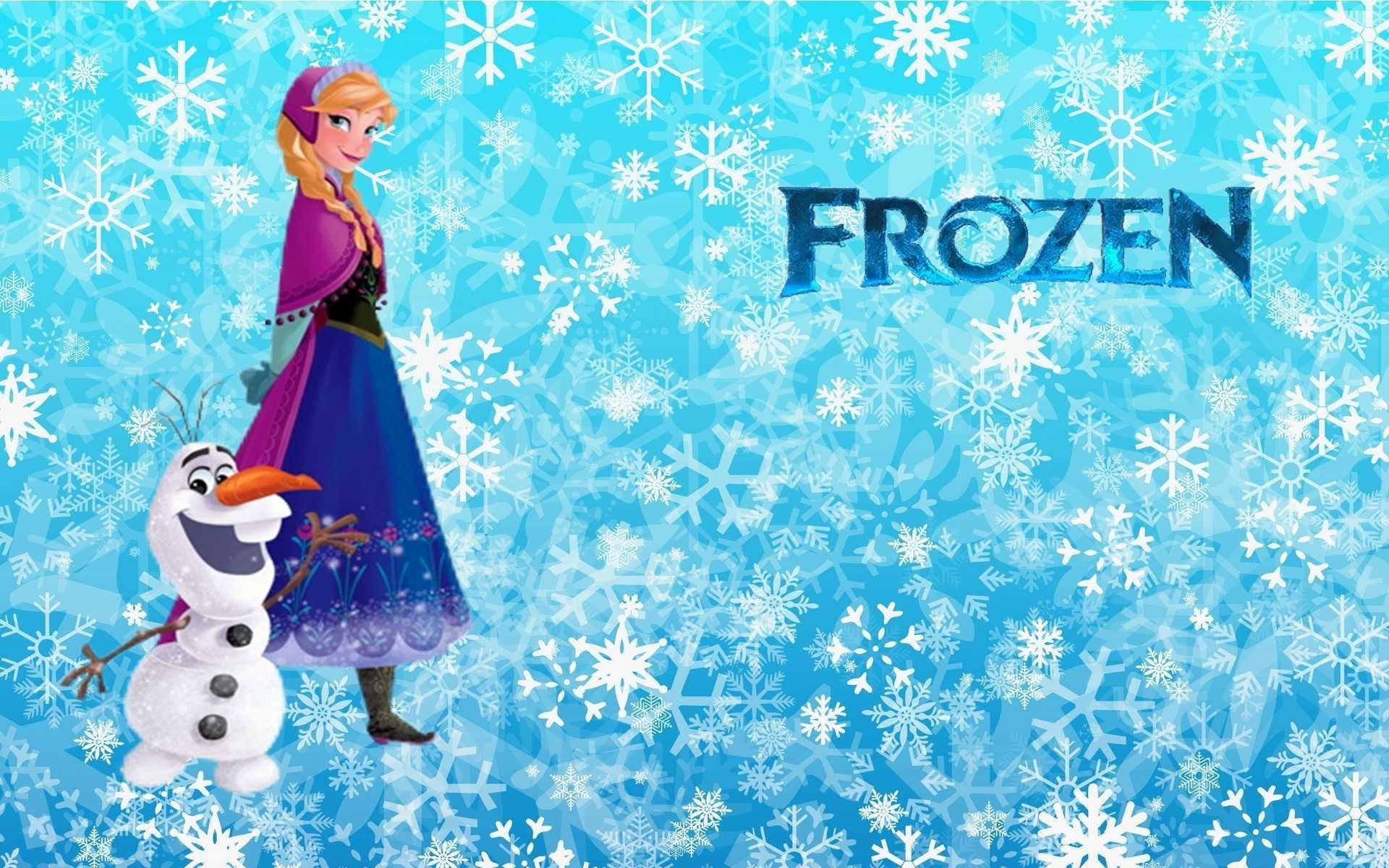 Anna, Olaf, Frozen - Il regno di ghiaccio, Fiocchi di neve, Azzurro, wallpaper Windows 11