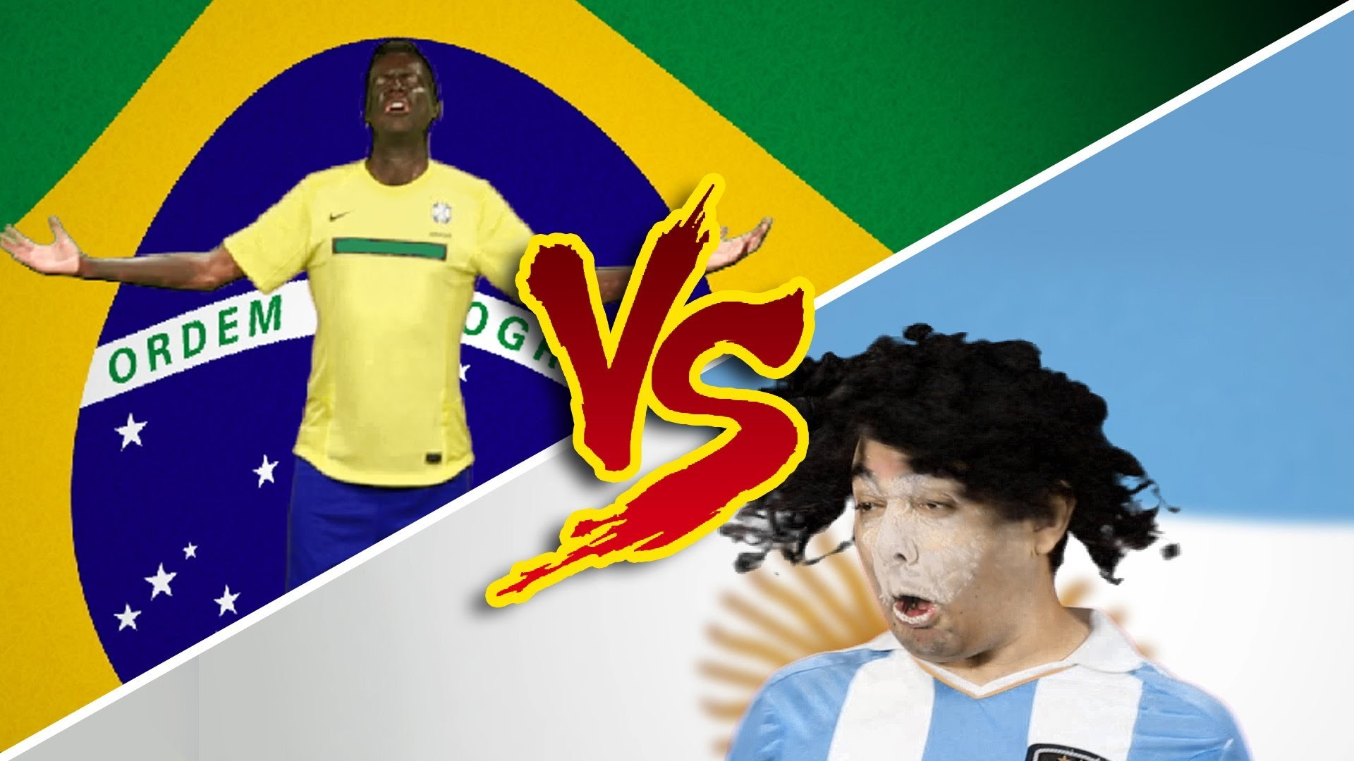 Diego Armando Maradona, Pelé, Brasile contro Argentina, Caricatura, Bandiera brasiliana, sfondo desktop