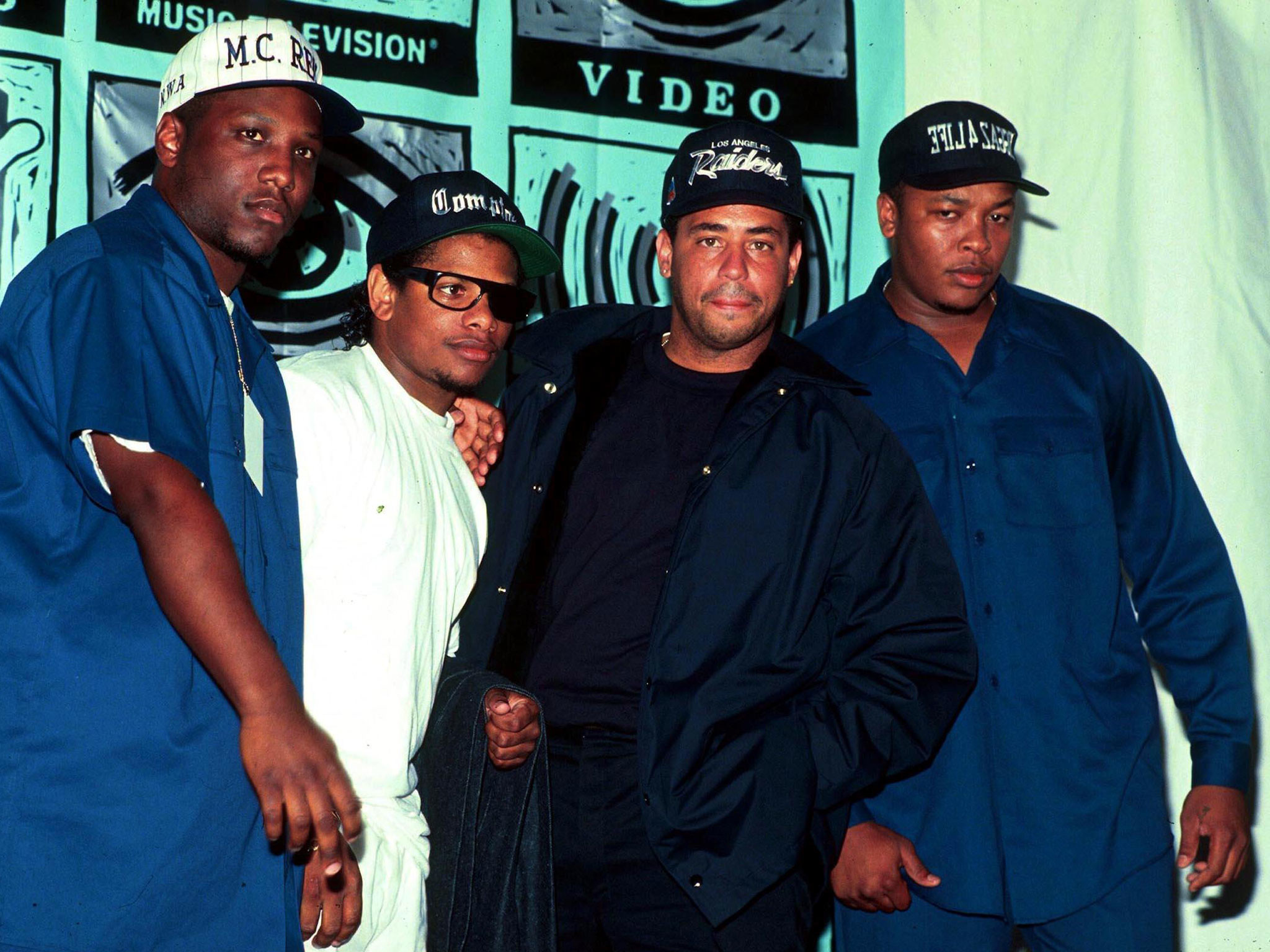 N.W.A, Dr. Dre, Eazy-E, MC Ren, DJ Yella, Foto di gruppo, Full HD, sfondo per iPad e tablet