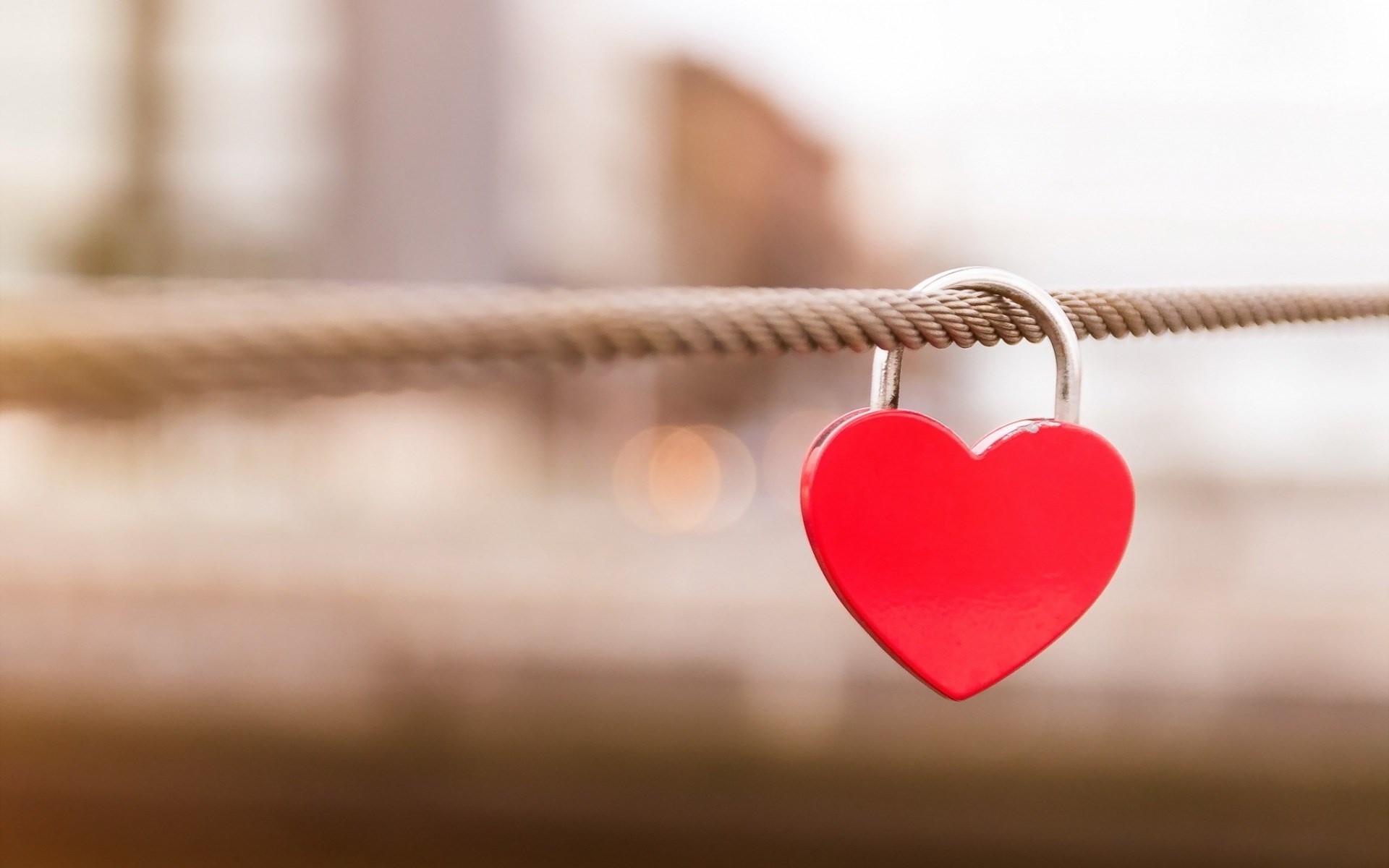 Lucchetto a cuore, Corda, Rosso, 16:10 Full HD, wallpaper widescreen