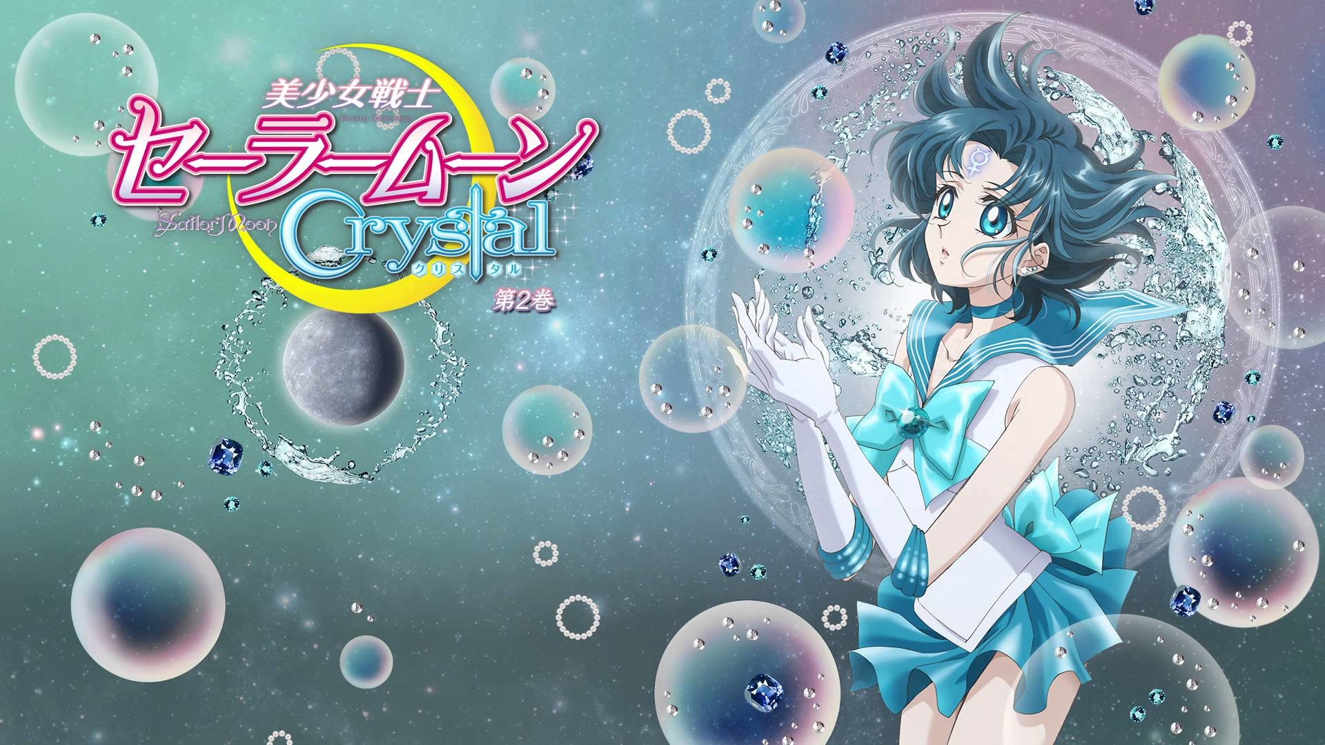 Sailor Mercury, Sailor Moon Crystal, Logo, Bolle, Full HD 1080p, sfondo desktop