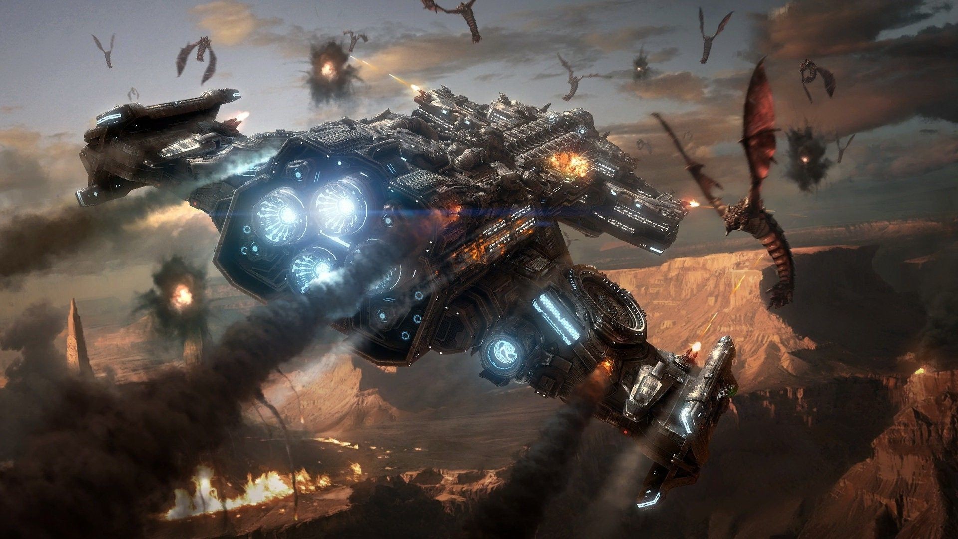 StarCraft II, Incrociatore da battaglia, Mutalisk, Combattimento aereo, sfondo Full HD per PC
