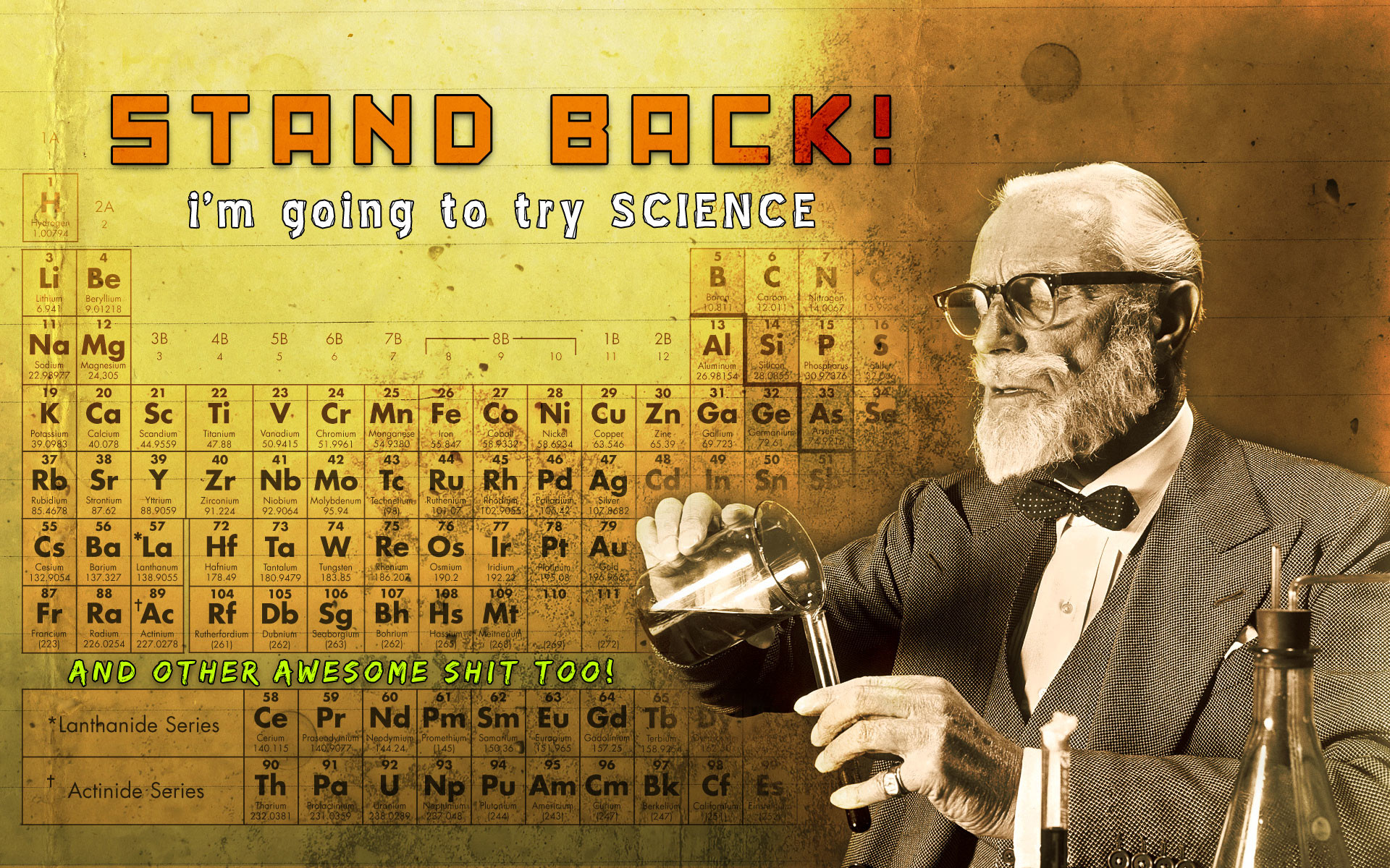 Stand Back! I'm going to try Science, Tavola periodica, Scienziato, Meme, sfondo Windows 11