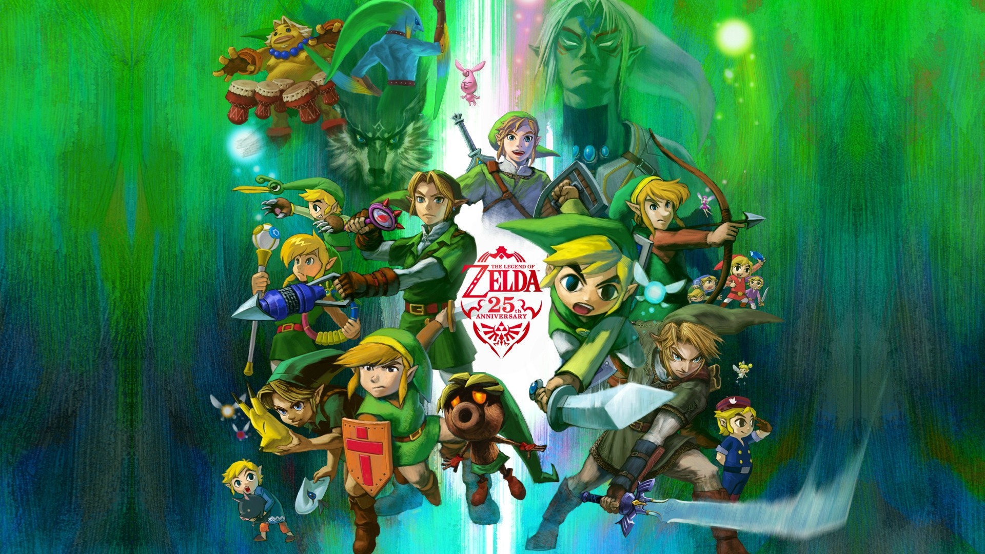The Legend of Zelda, Link, 25º anniversario, Personaggi, Collage, sfondo Windows 11