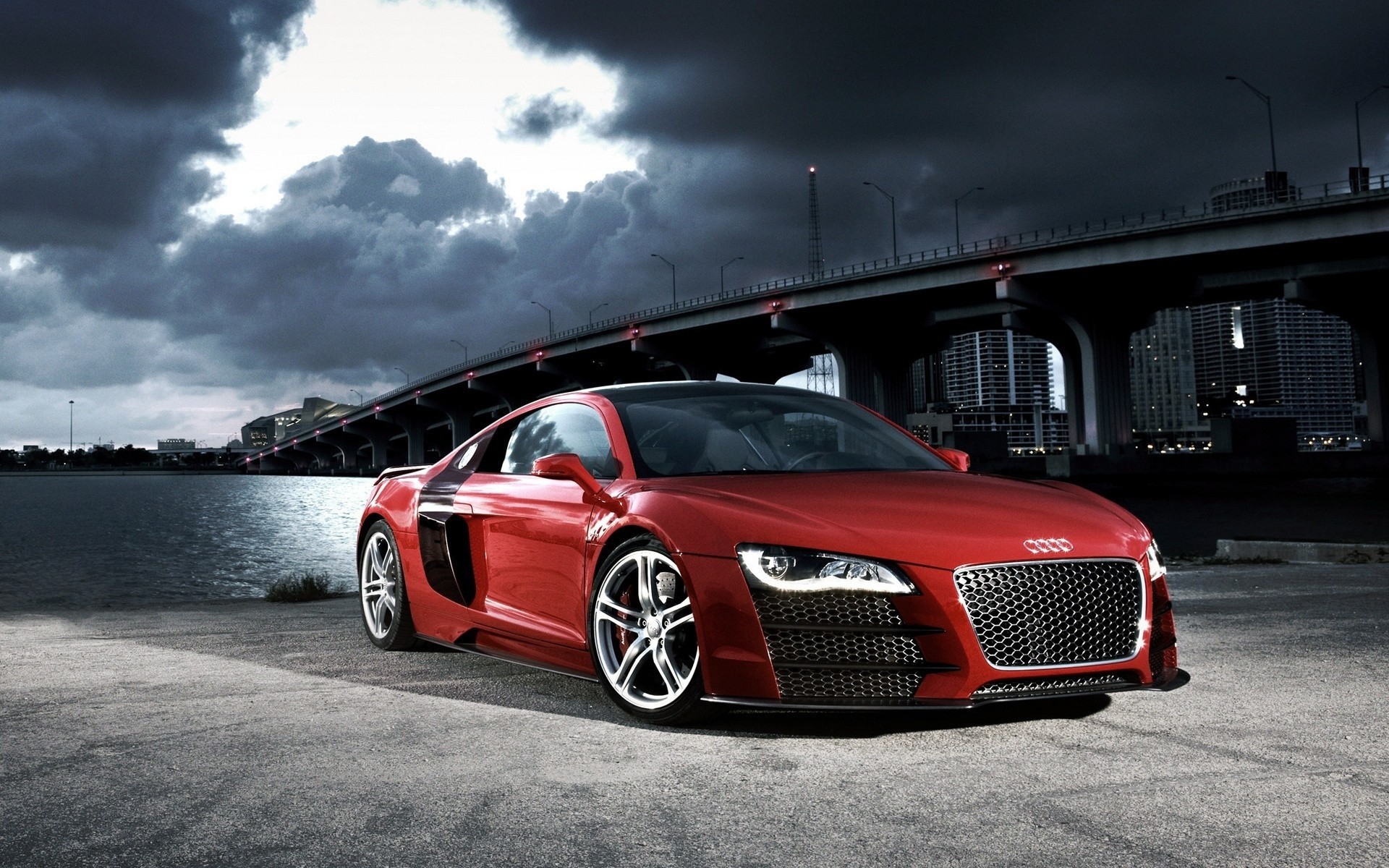 Audi R8, Audi, Rosso, Ponte, 1920x1200, sfondo MacBook Pro
