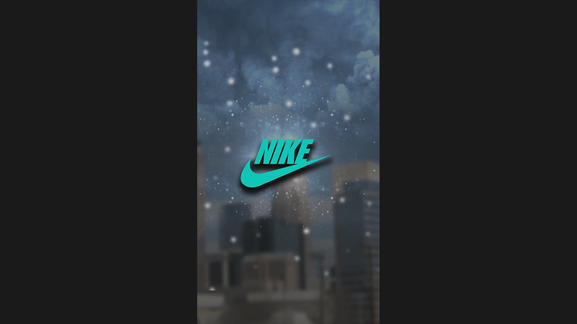Nike, Logo, Città notturna, Verde acqua, Full HD, sfondo desktop