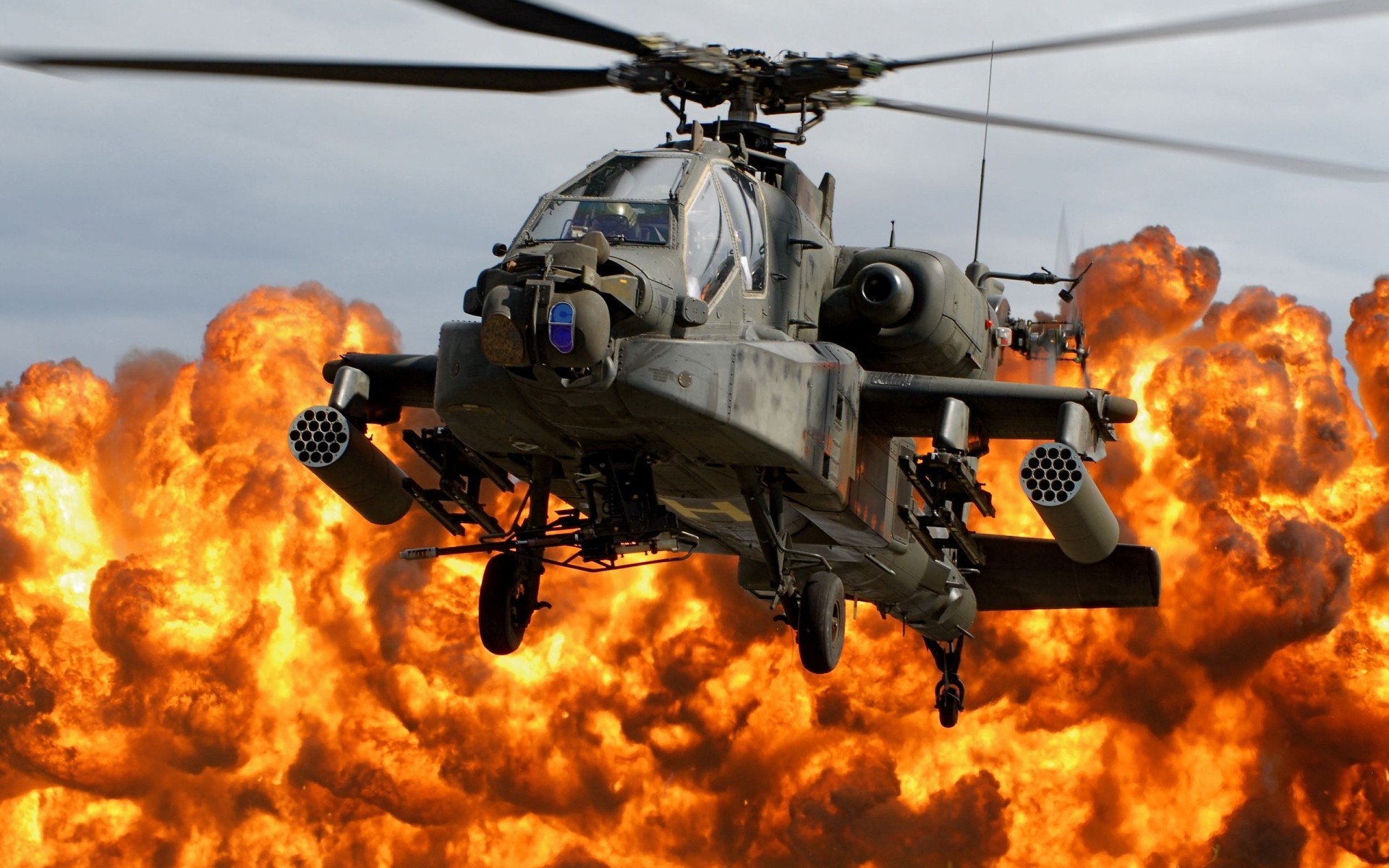 AH-64 Apache, Elicottero d'attacco, Esplosione, Fiamme, 1920x1200, immagine di sfondo