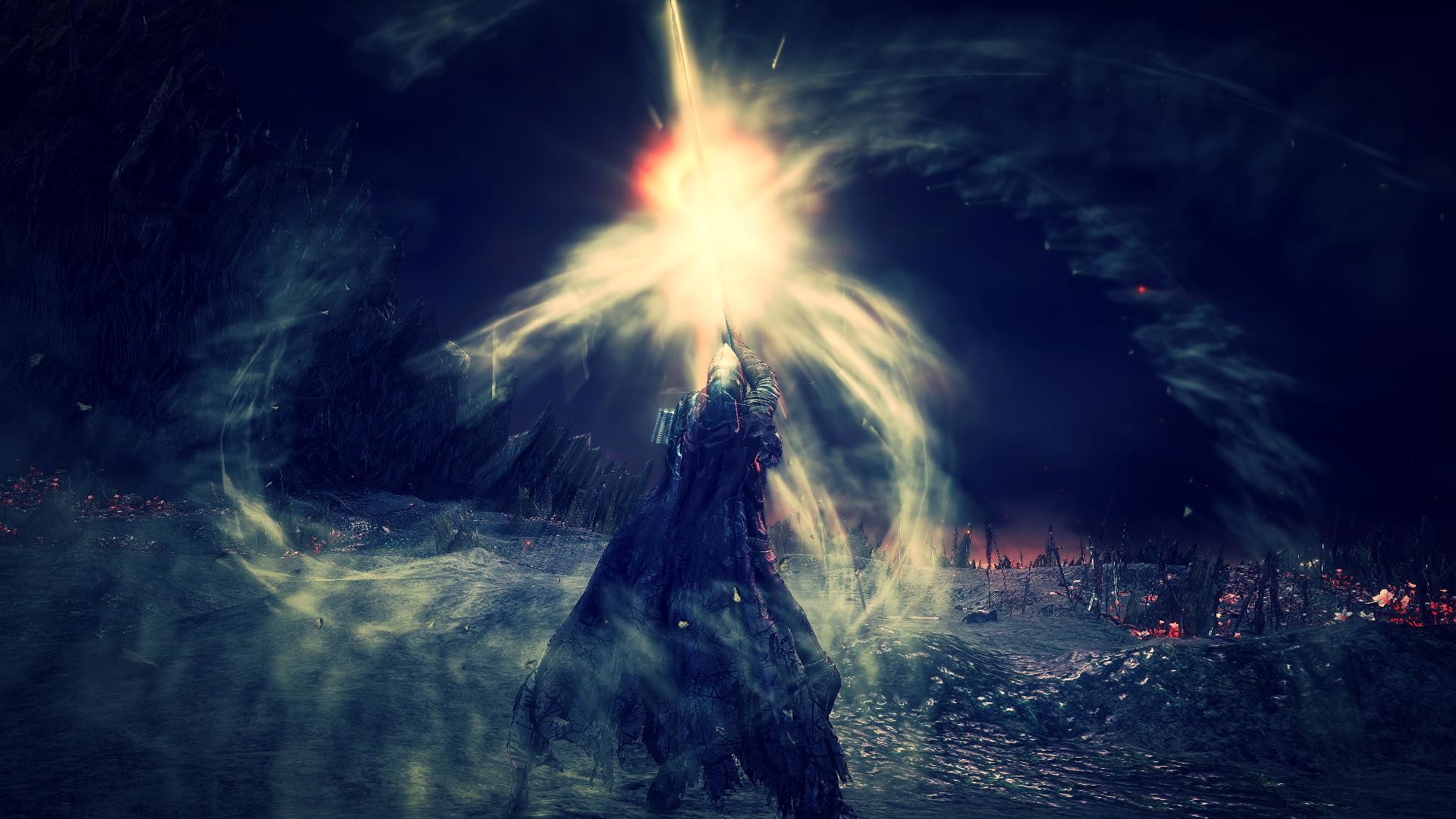 Dark Souls III, Magia, Luce, Notte, Full HD 1080p, sfondo desktop