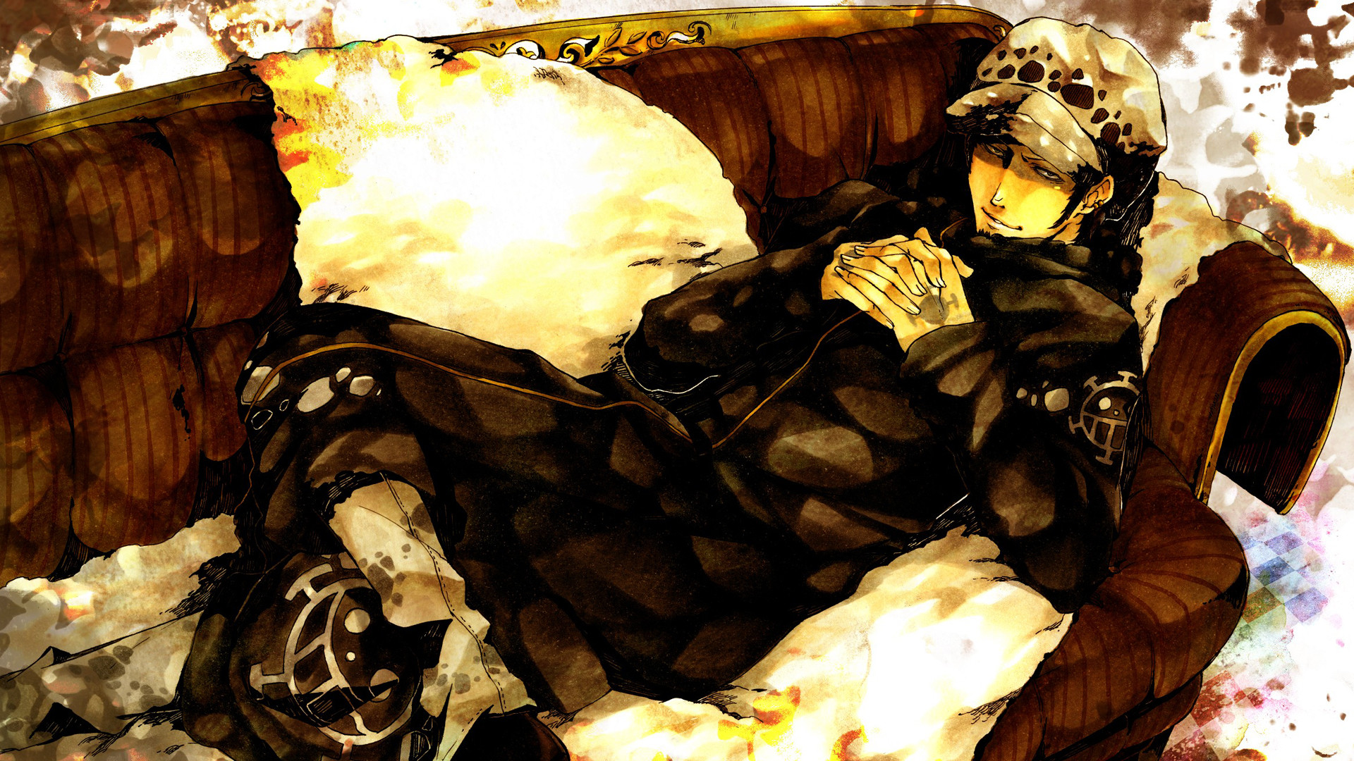 Trafalgar Law, One Piece, Divano, Illustrazione, Full HD, sfondo per PC