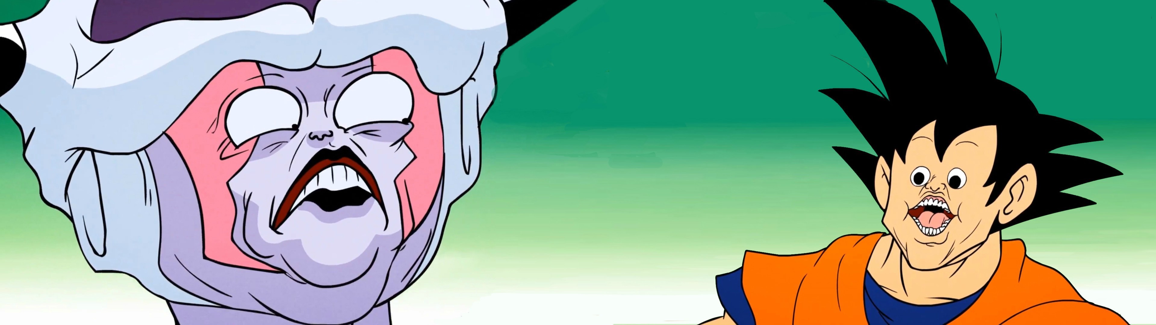 Goku, Freezer, Dragon Ball, Meme, Umorismo, 32:9 Full HD, sfondo widescreen