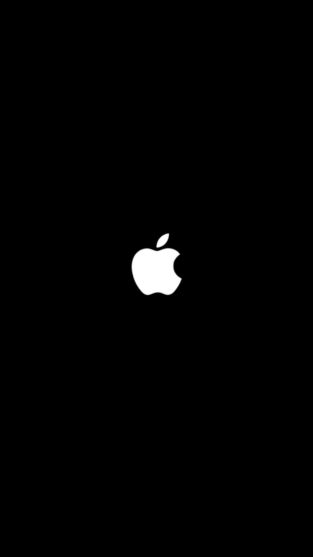 Logo Apple, Sfondo nero, Minimalista, Full HD, schermata di blocco iPhone 7