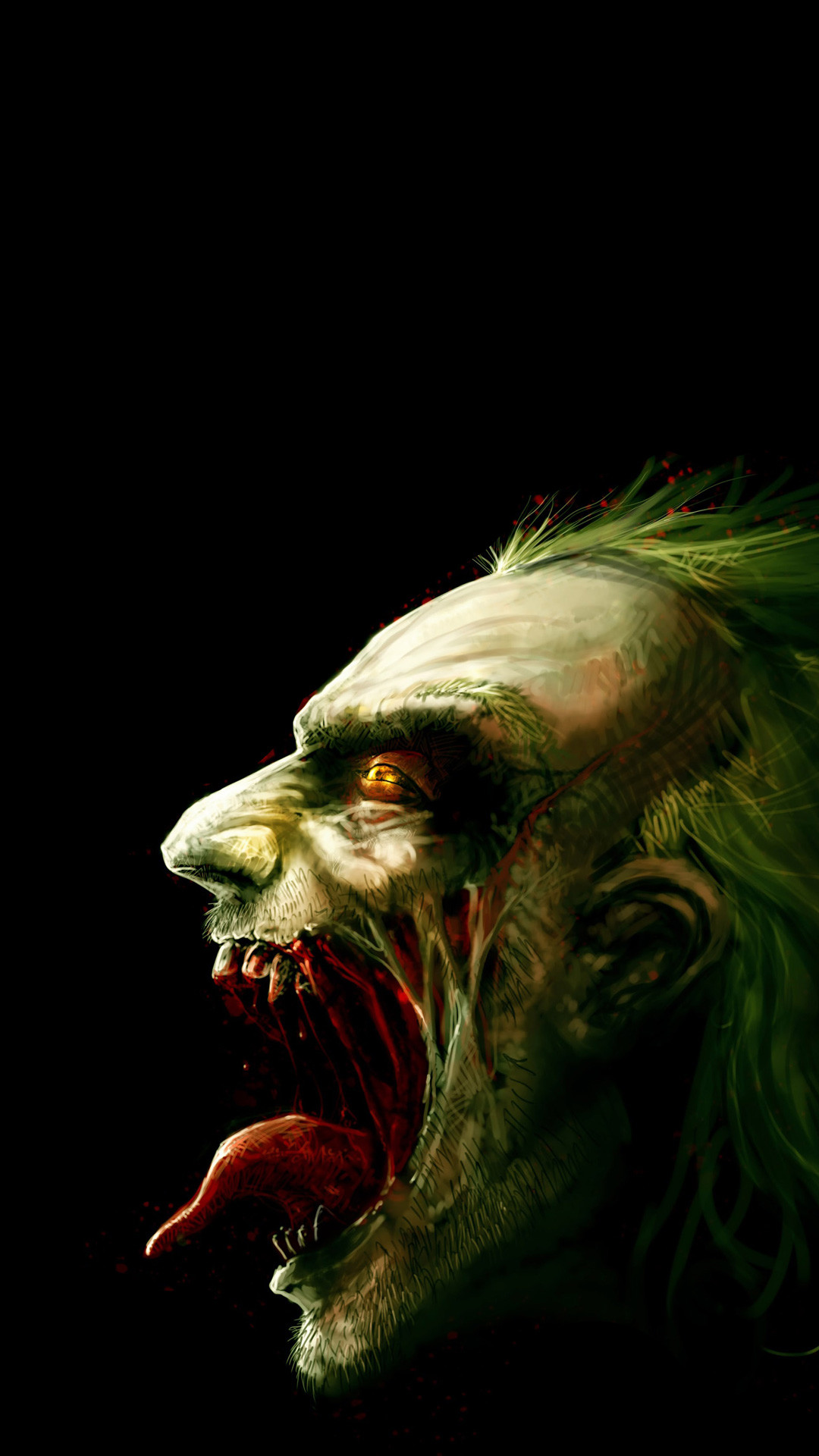 Joker, Lingua, Sfondo nero, Arte digitale, 1080x1920, schermata di blocco iPhone