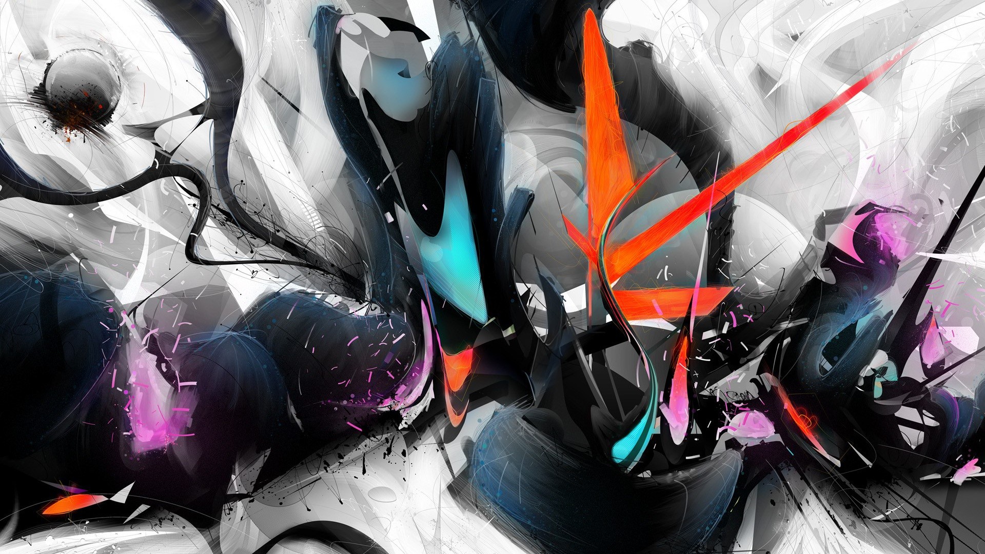 Graffiti 3D, Astratto, Arte digitale, 16:9 Full HD, sfondo widescreen