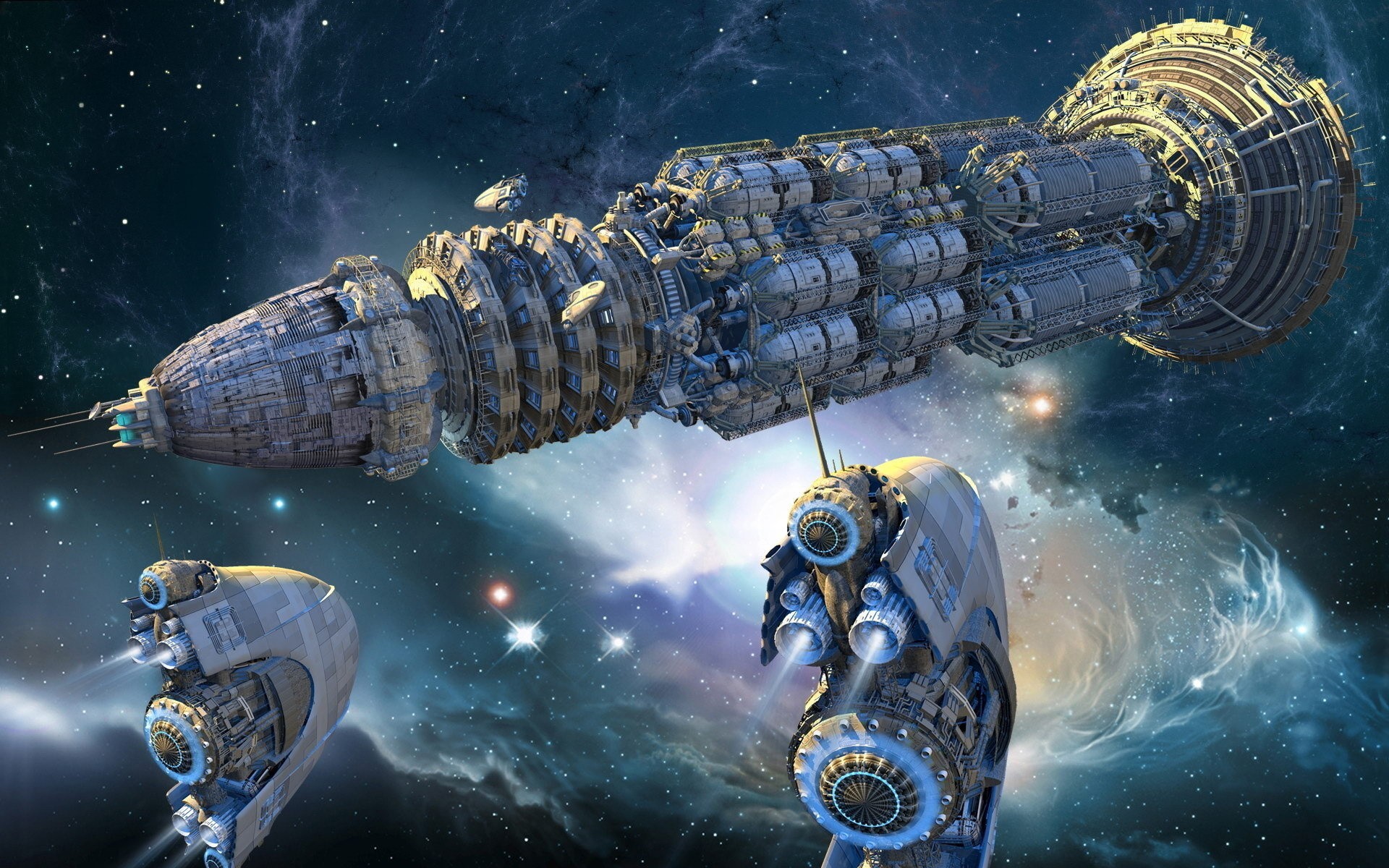 Astronave, Fantascienza, Spazio, Arte digitale, sfondo PC