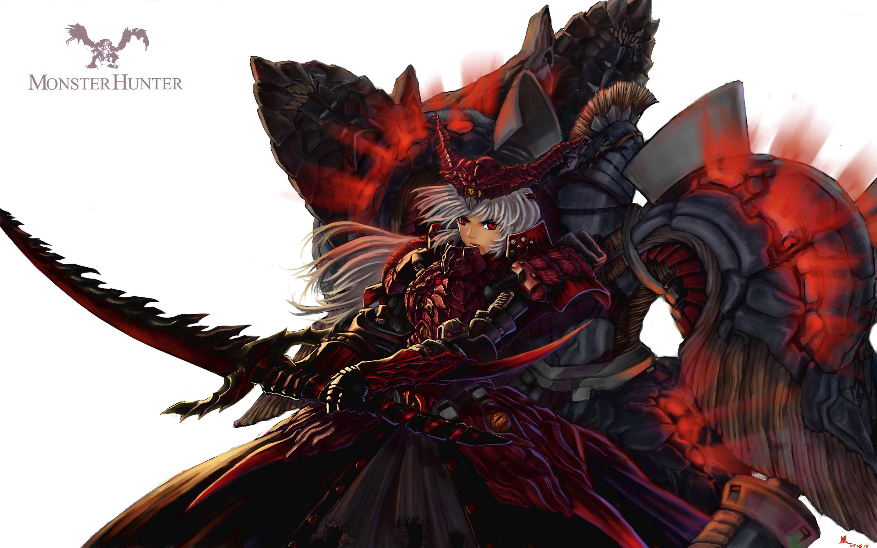 Monster Hunter, Rathalos, Cacciatore, Armatura, 2K, sfondo desktop