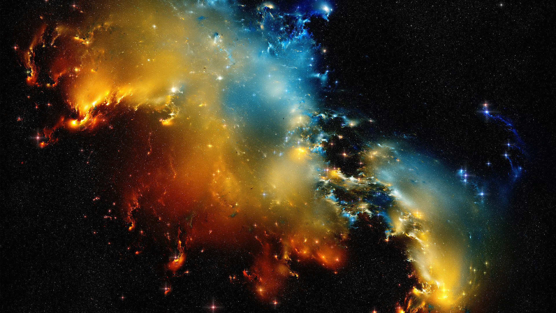 Nebulosa, Spazio, Giallo e blu, Full HD, sfondo desktop