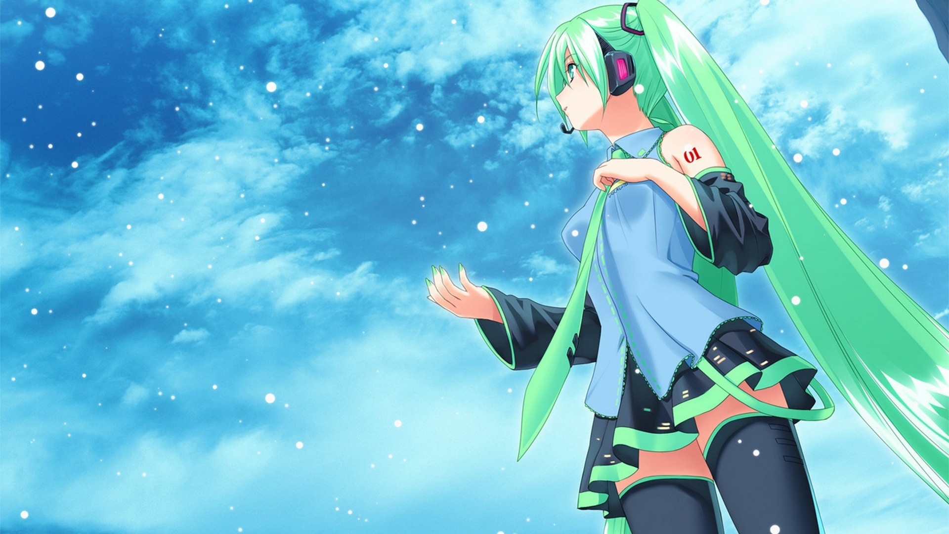 Hatsune Miku, Vocaloid, Cielo, Azzurro, Full HD, sfondo desktop