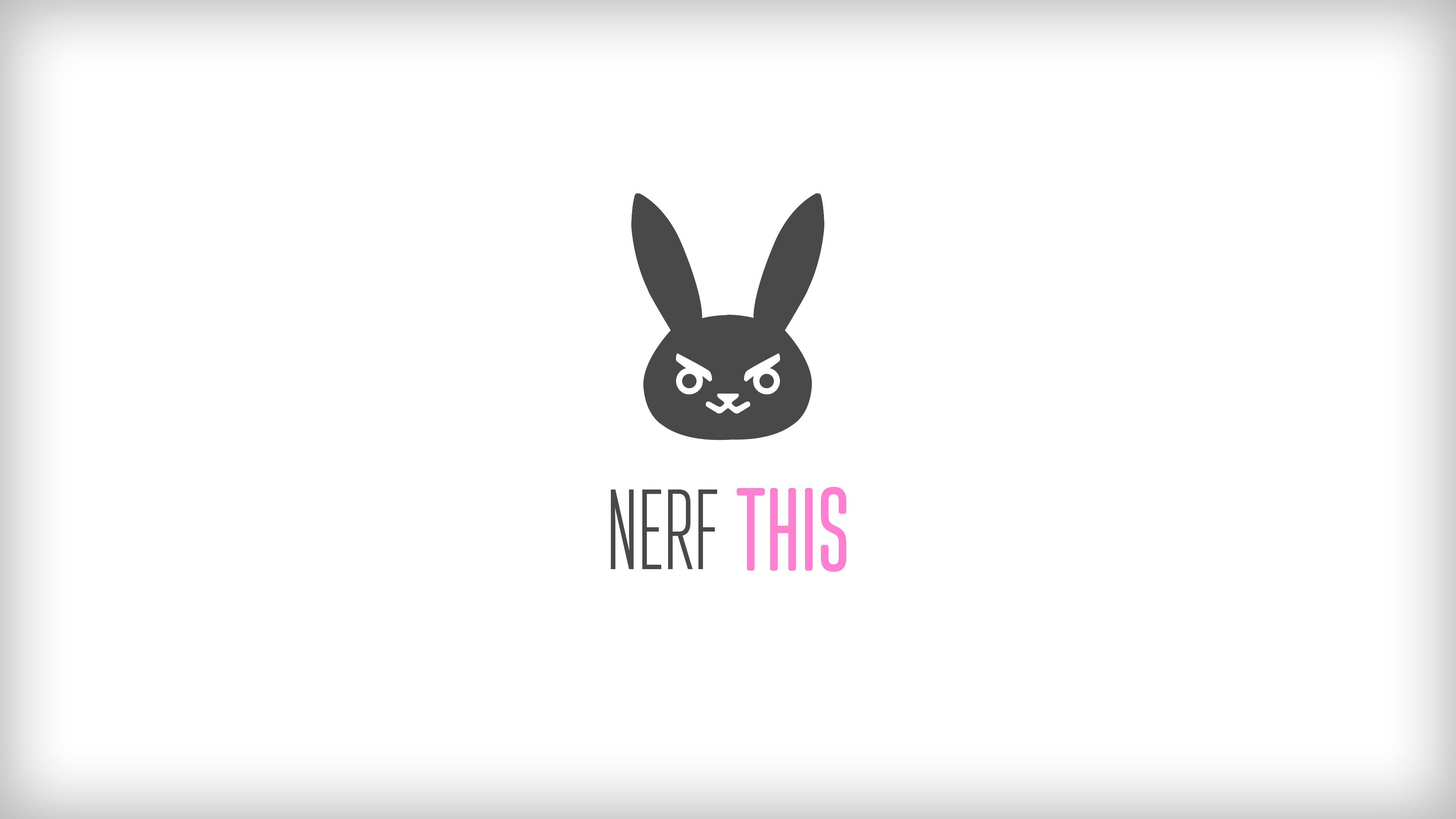 D.Va, Overwatch, Nerf This, Logo coniglio, Sfondo bianco, 4K, wallpaper per PC