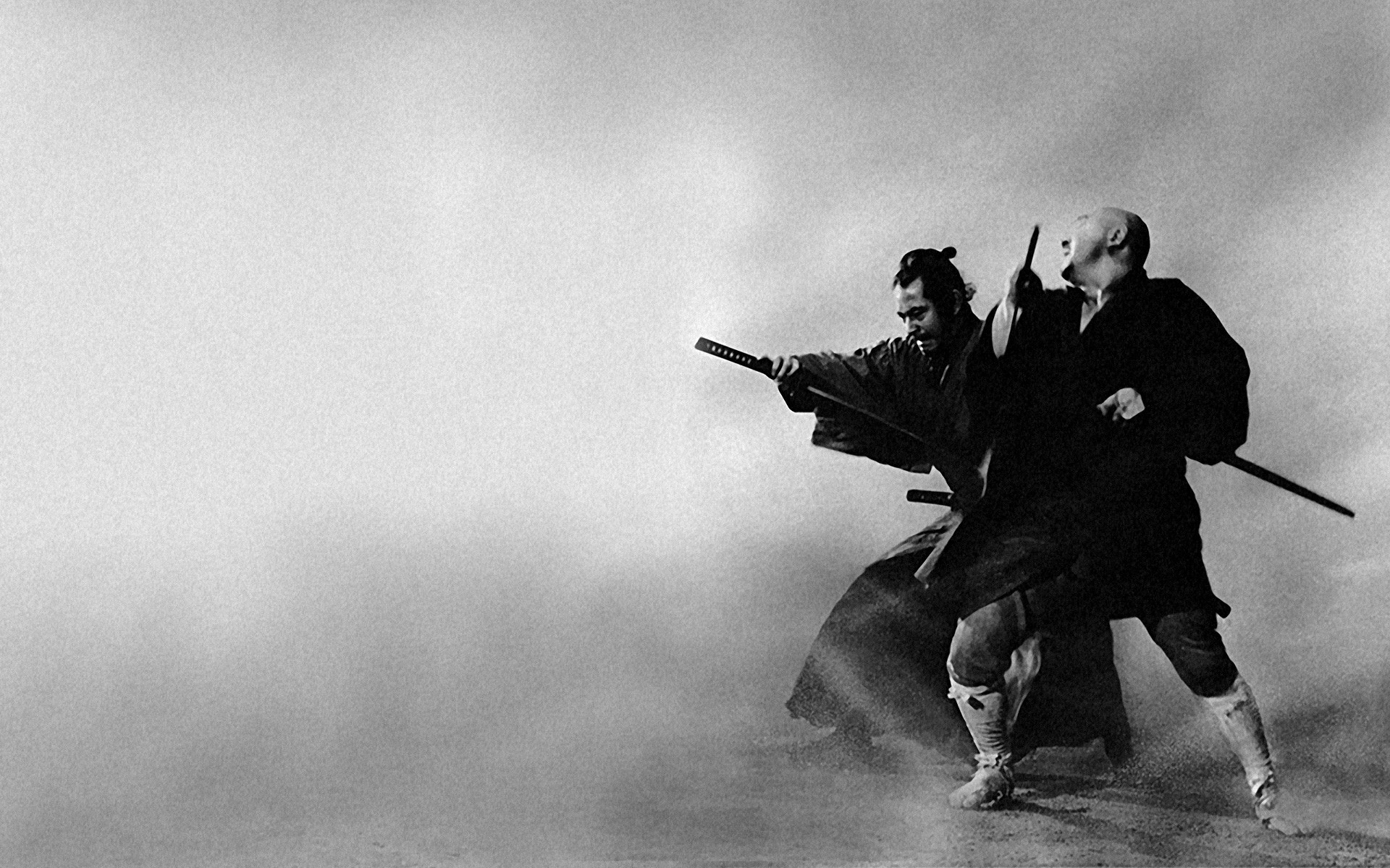 Duello, Samurai, Katana, Bianco e nero, 1920x1200, immagine di sfondo