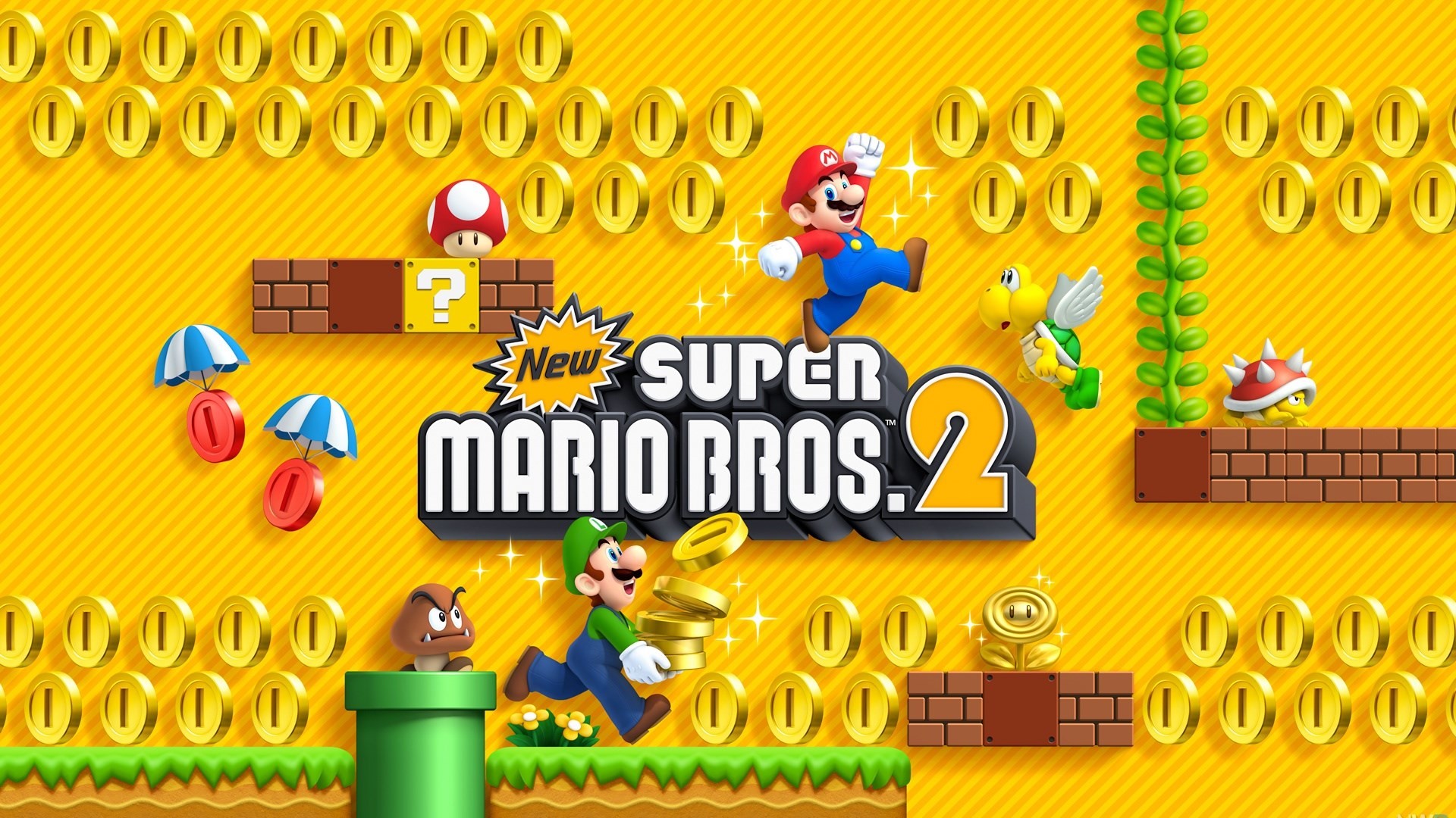 New Super Mario Bros. 2, Mario, Luigi, Monete, Goomba, Nintendo, Giallo, sfondo per portatile