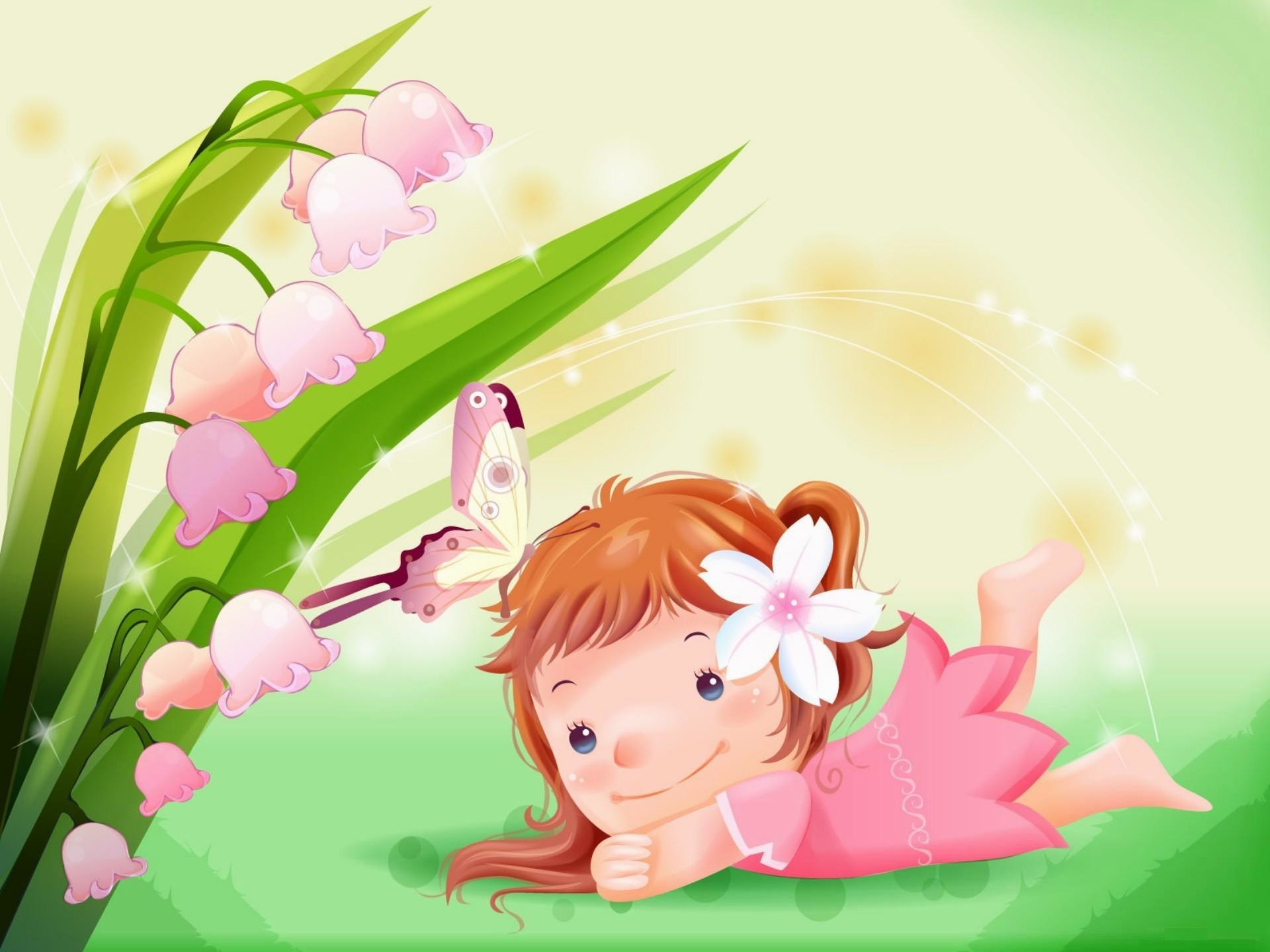 Bambina, Mughetto, Uccellino, Illustrazione, Full HD, schermata di blocco iPad