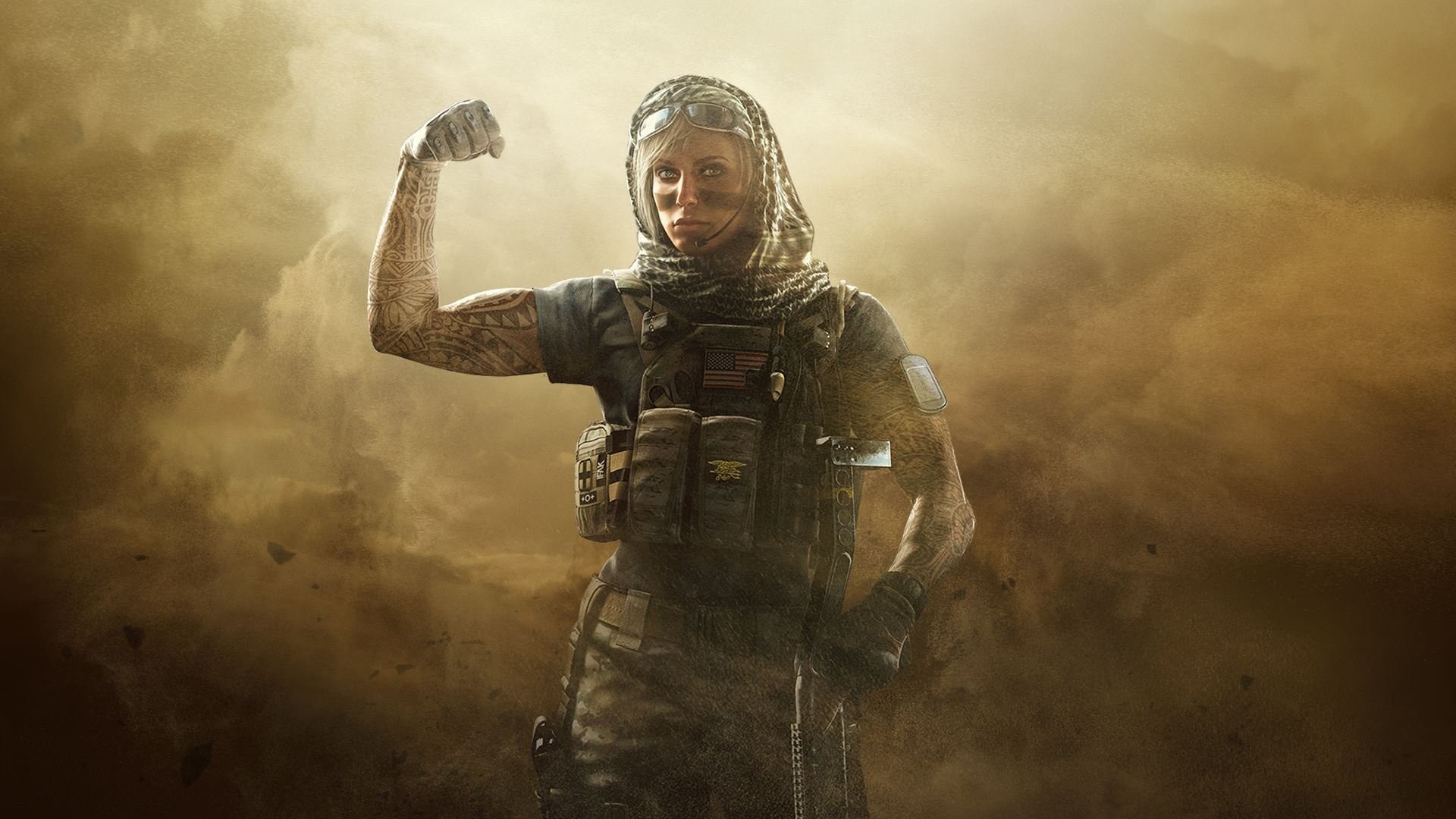 Rainbow Six Siege, Valkyrie, Tempesta di sabbia, Pugno alzato, Full HD, sfondo per PC