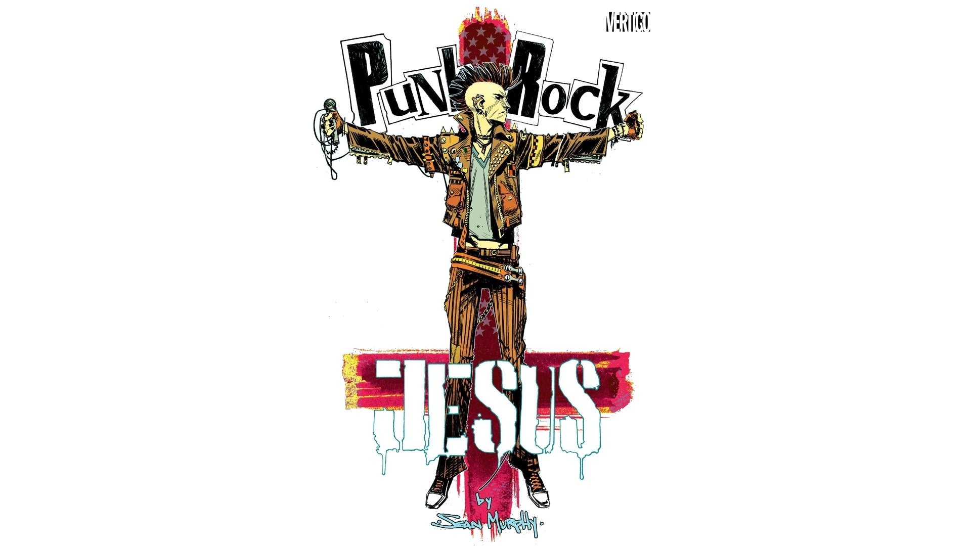 Punk Rock Jesus, Fumetto, Croce, Sfondo bianco, Full HD, wallpaper per portatile