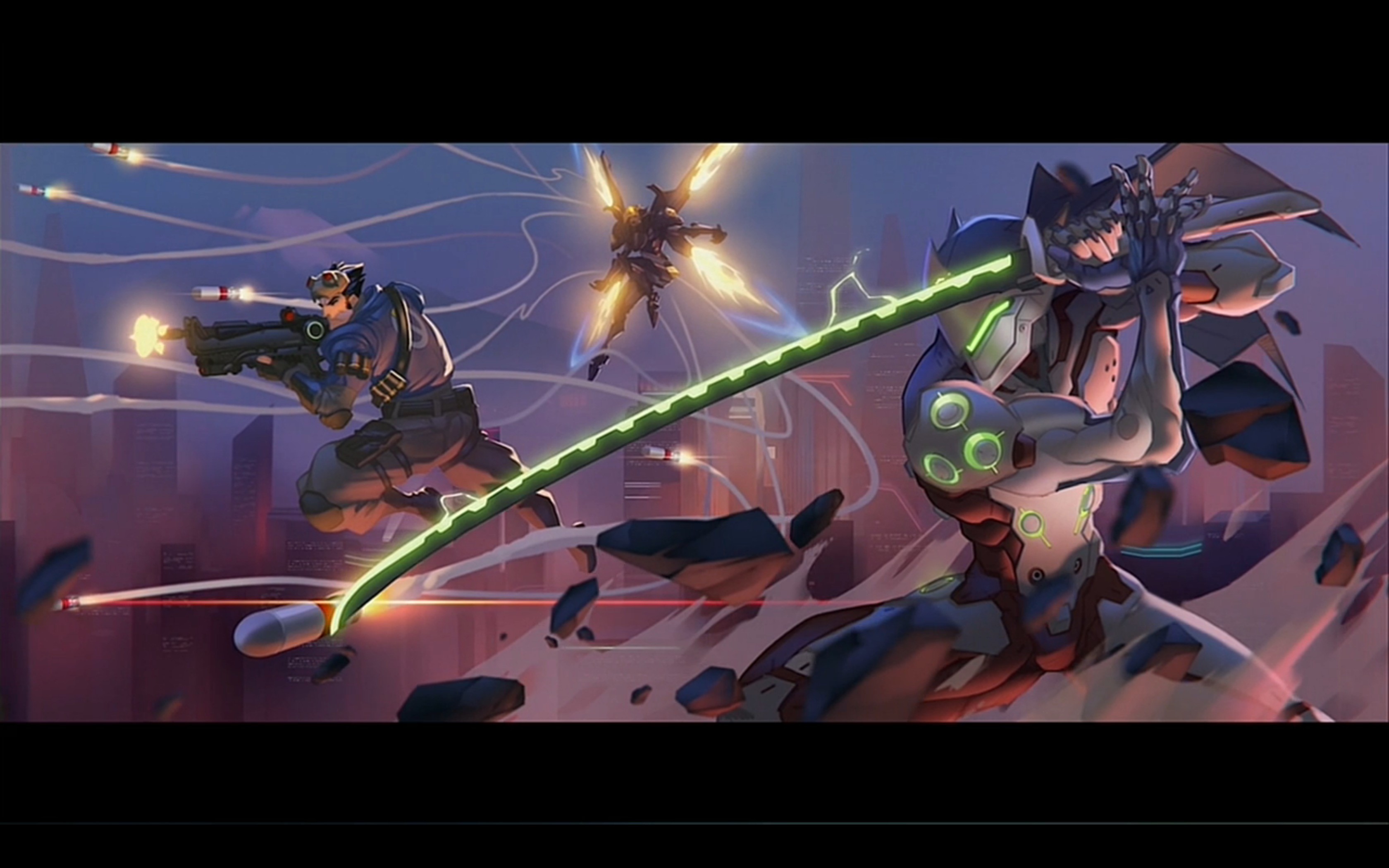 Genji, Overwatch, Dragonblade, Battaglia, 16:10 2K, sfondo widescreen