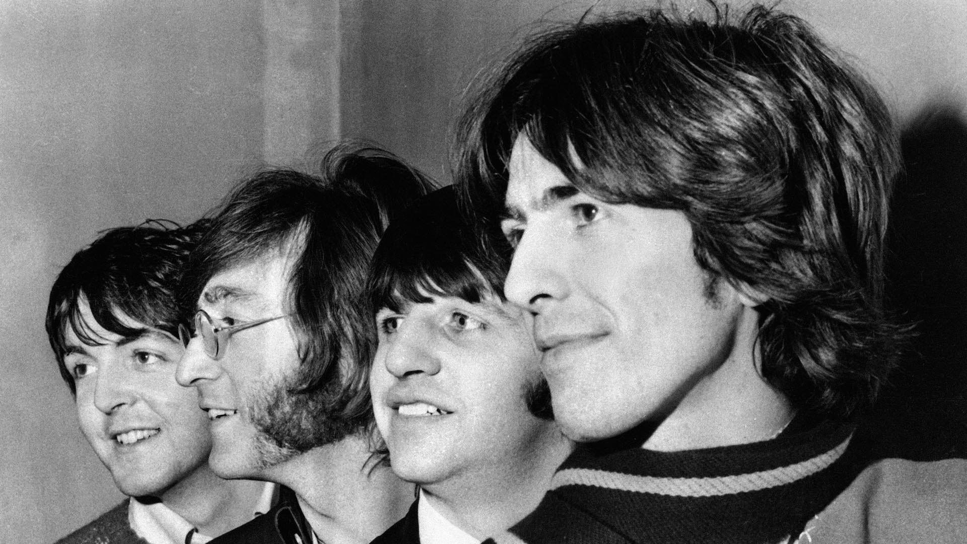 The Beatles, Volti sorridenti, Bianco e nero, Primo piano, 1920x1080, immagine di sfondo