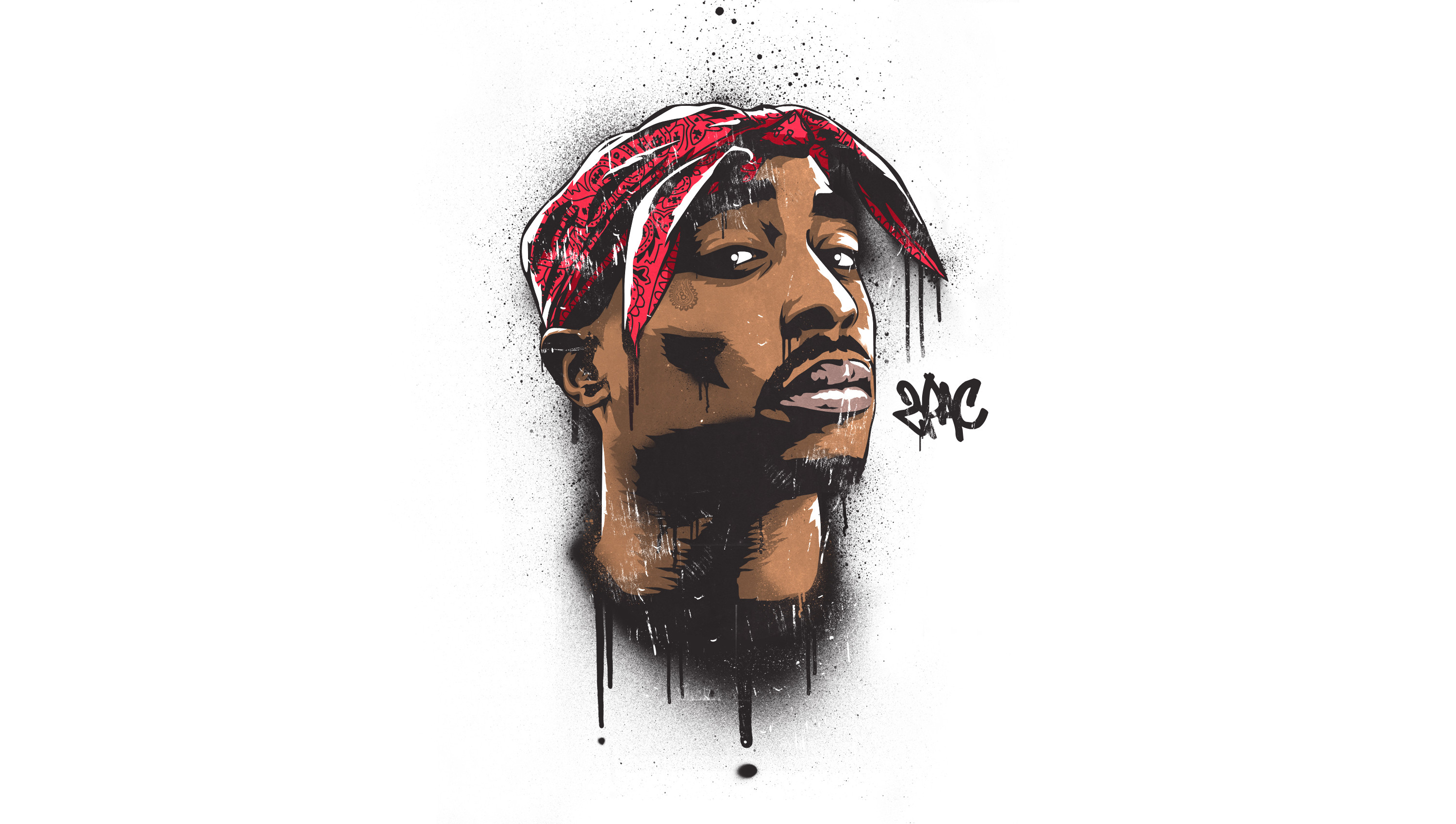 Tupac Shakur, 2Pac, Bandana, Ritratto, Schizzi, 2K, sfondo per PC