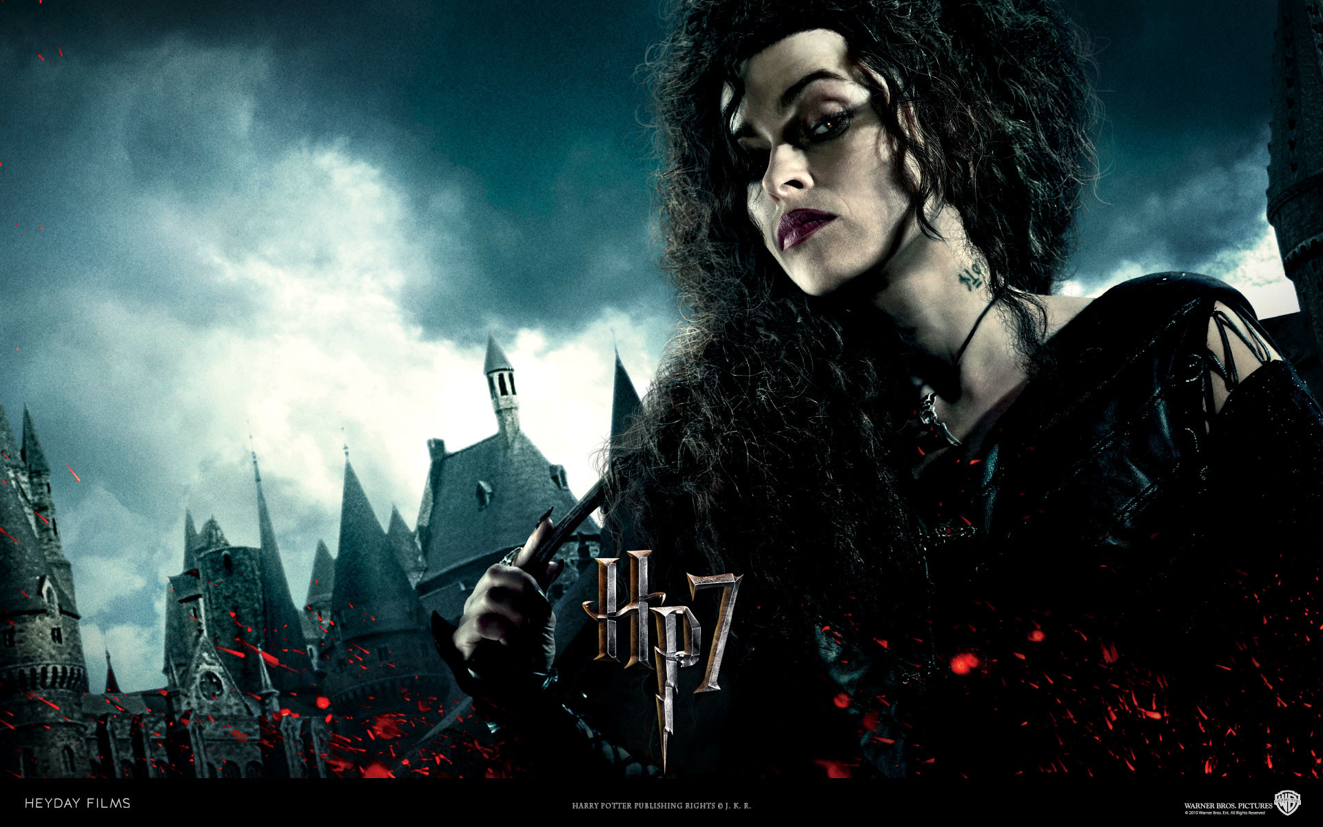 Bellatrix Lestrange, Helena Bonham Carter, Harry Potter e i Doni della Morte, Hogwarts, sfondo desktop