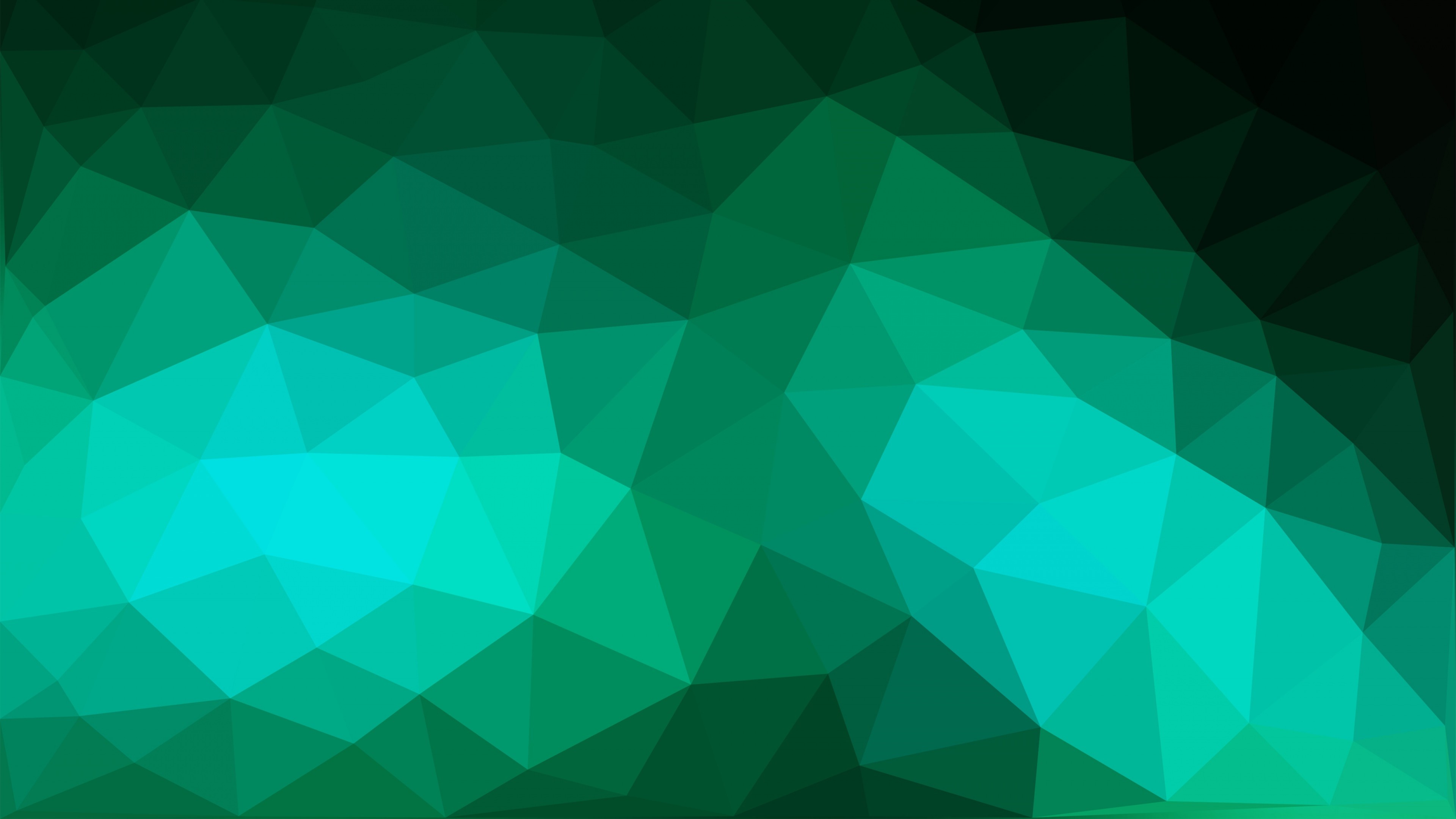 Low poly, Verde smeraldo, Turchese, 4K, sfondo per PC e portatile