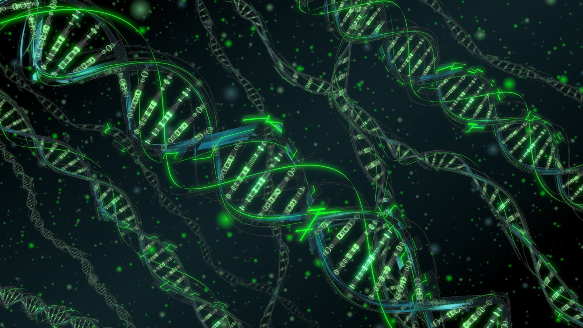 DNA, Doppia elica, Verde, Sfondo scuro, 1920x1080, wallpaper desktop