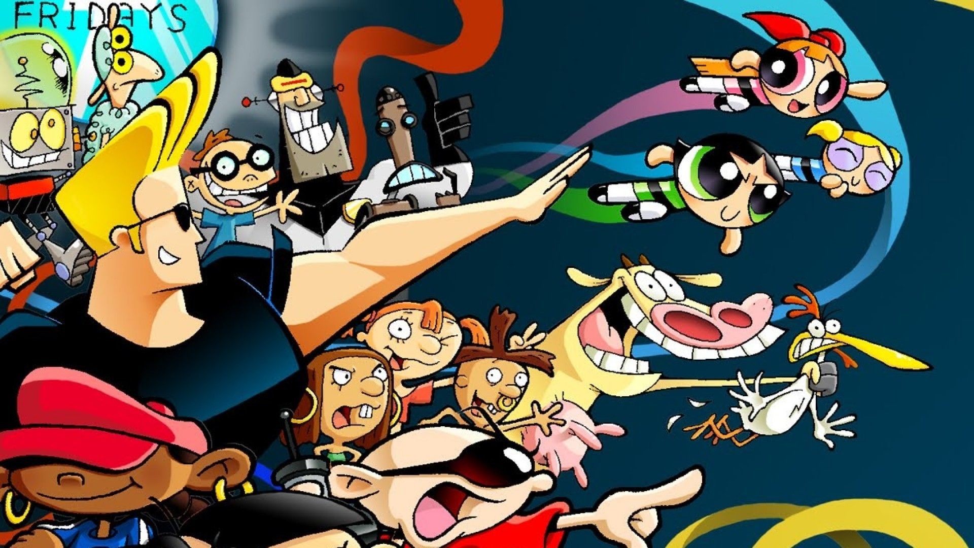 Cartoon Network, Johnny Bravo, Le Superchicche, Mucca e Pollo, Dexter, sfondo Windows 11