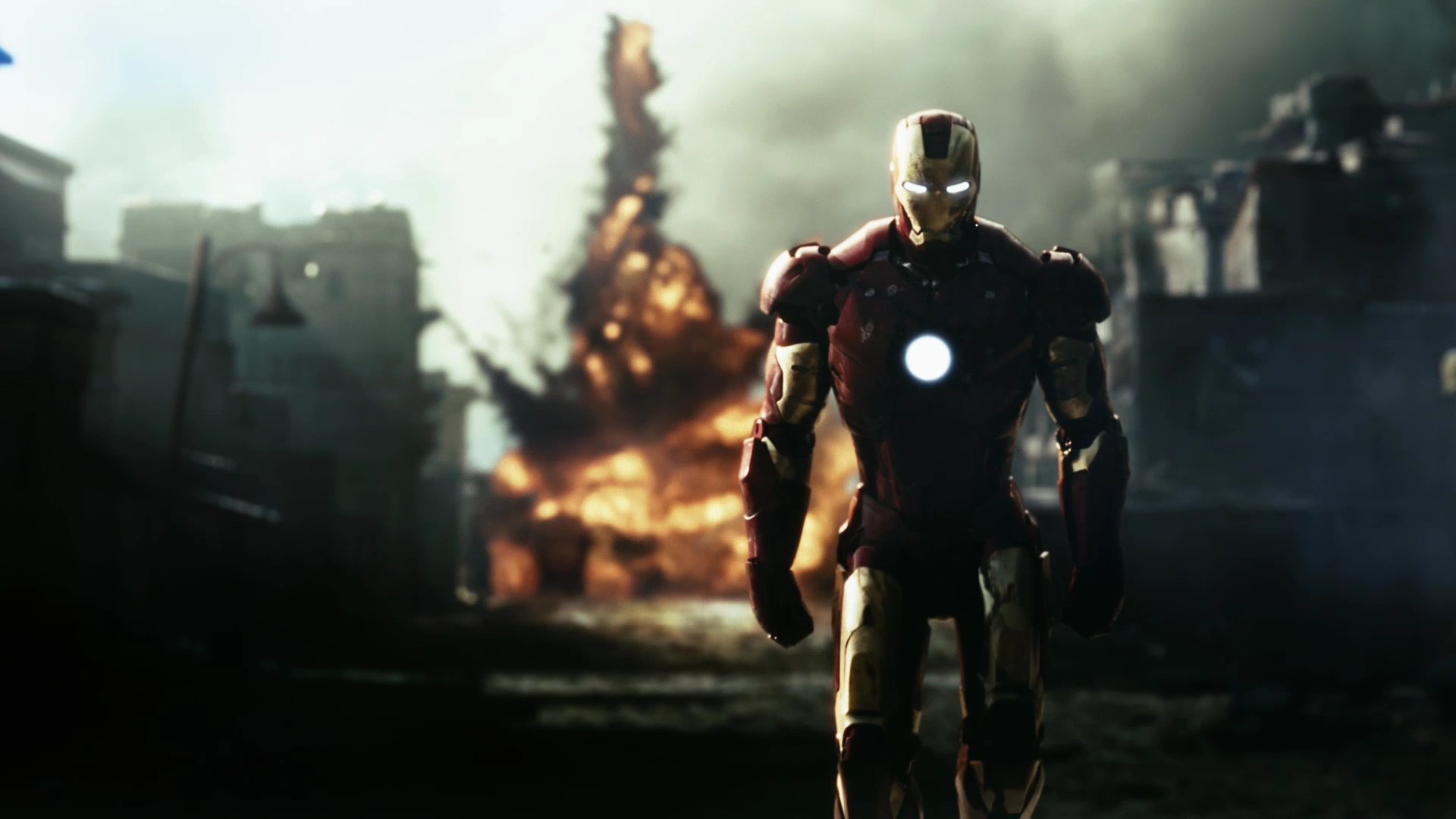 Iron Man, Marvel, Esplosione, Armatura, 1920x1080, sfondo per PC