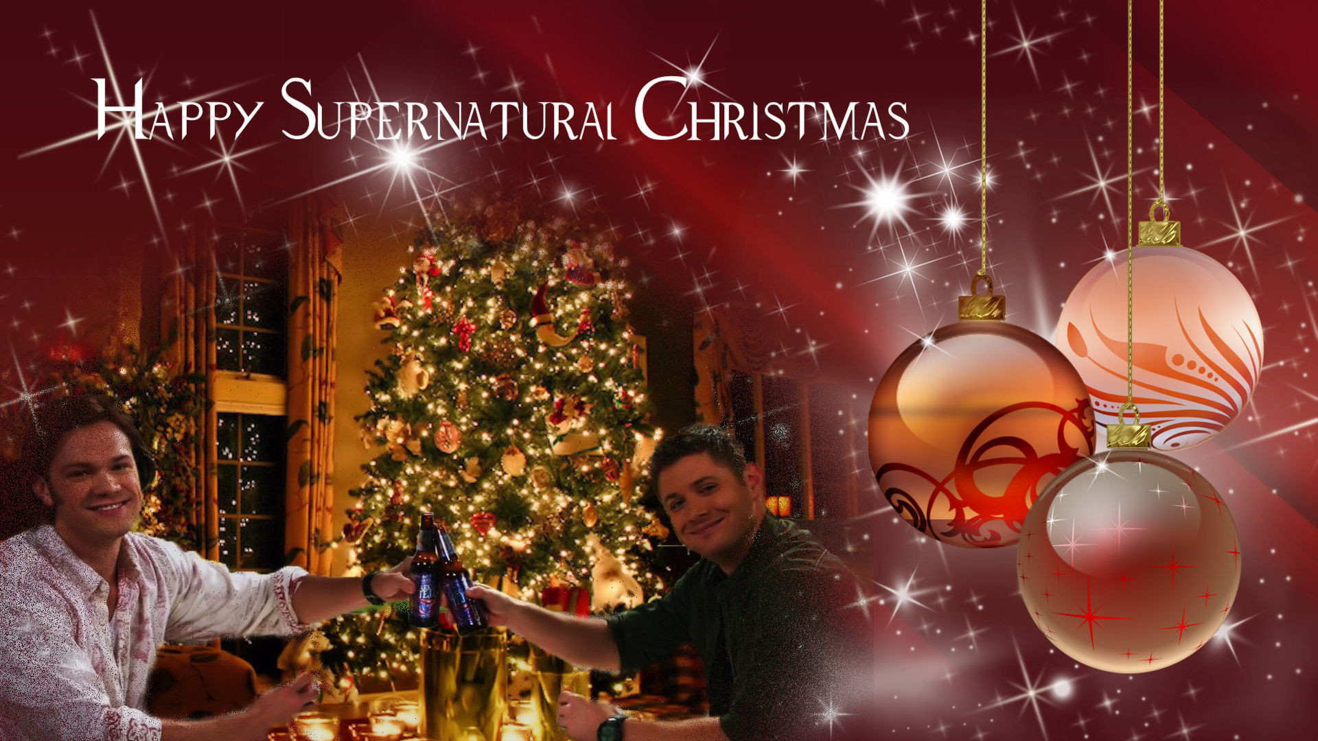 Supernatural, Natale, Sam Winchester, Dean Winchester, Albero di Natale, sfondo Full HD per computer