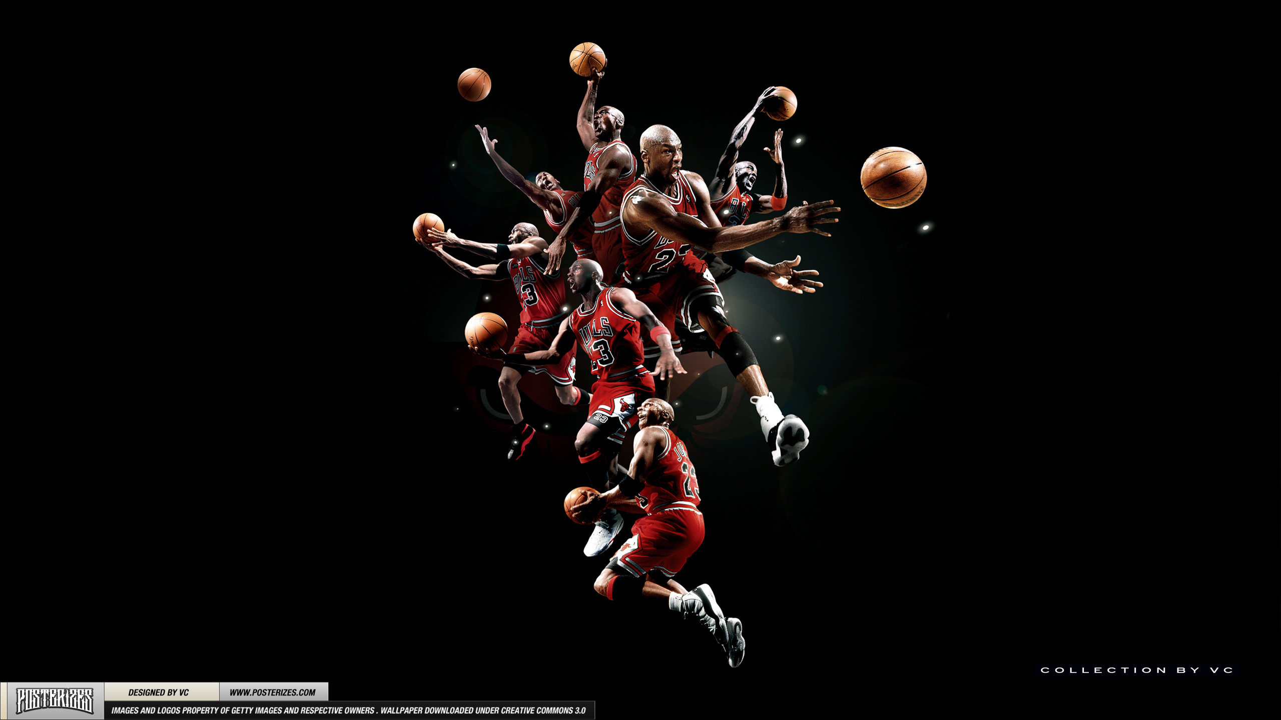 Michael Jordan, Chicago Bulls, Schiacciata, Collage, Sfondo nero, wallpaper desktop 2K