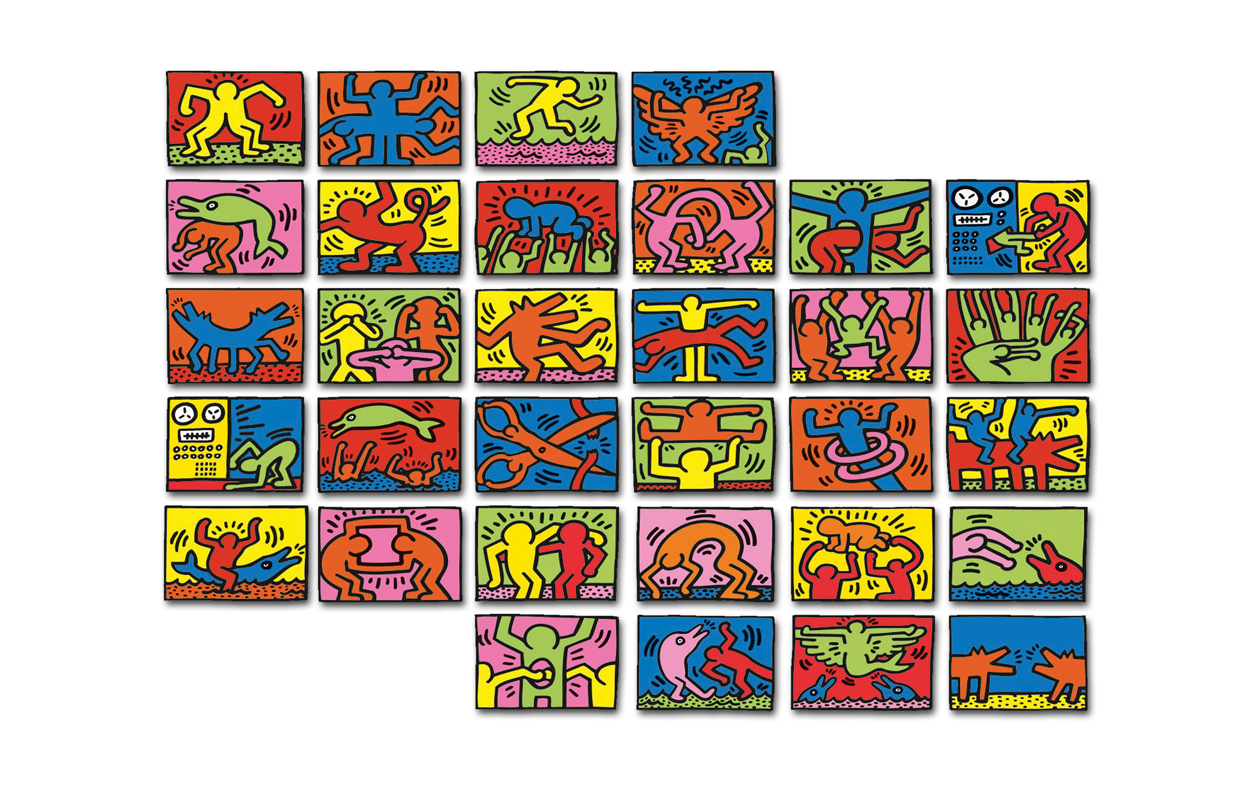 Keith Haring, Pop Shop, Griglia colorata, 2560x1600, sfondo per PC