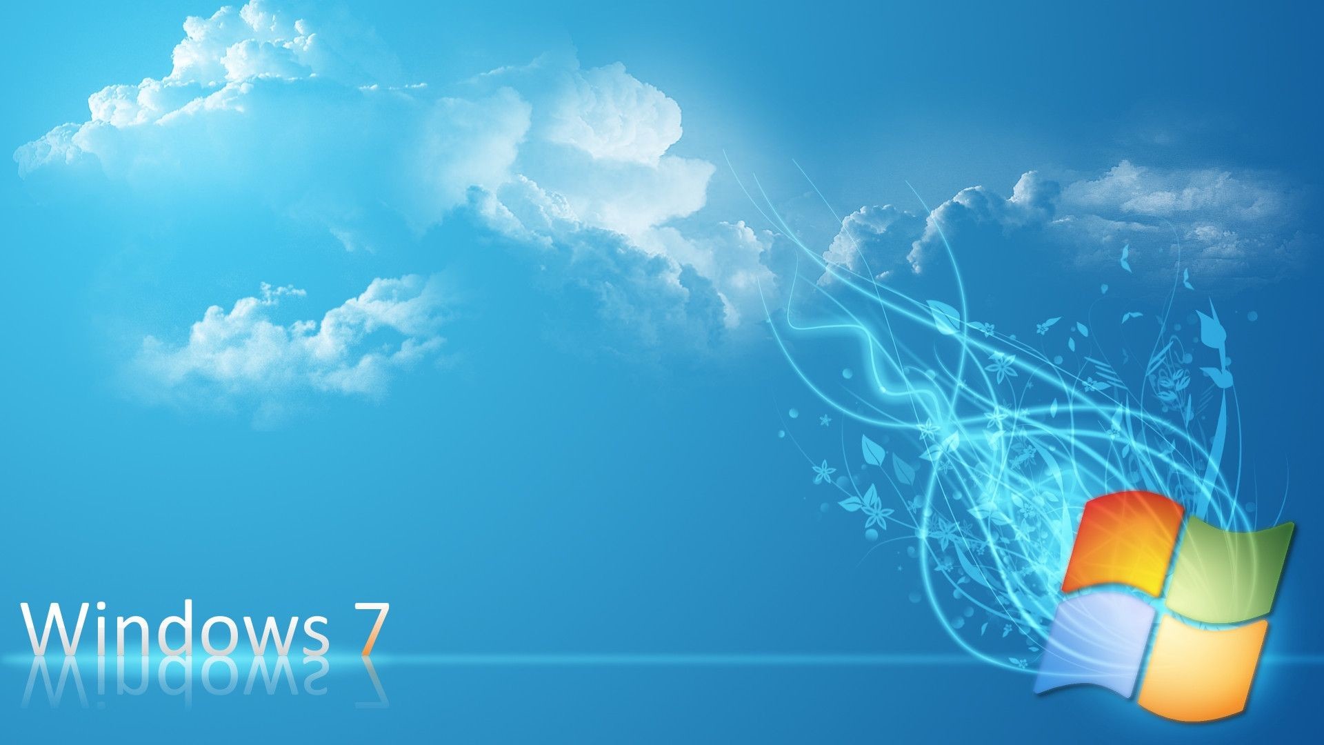 Windows 7, Logo Windows, Nuvole, Azzurro, Full HD, sfondo per portatile