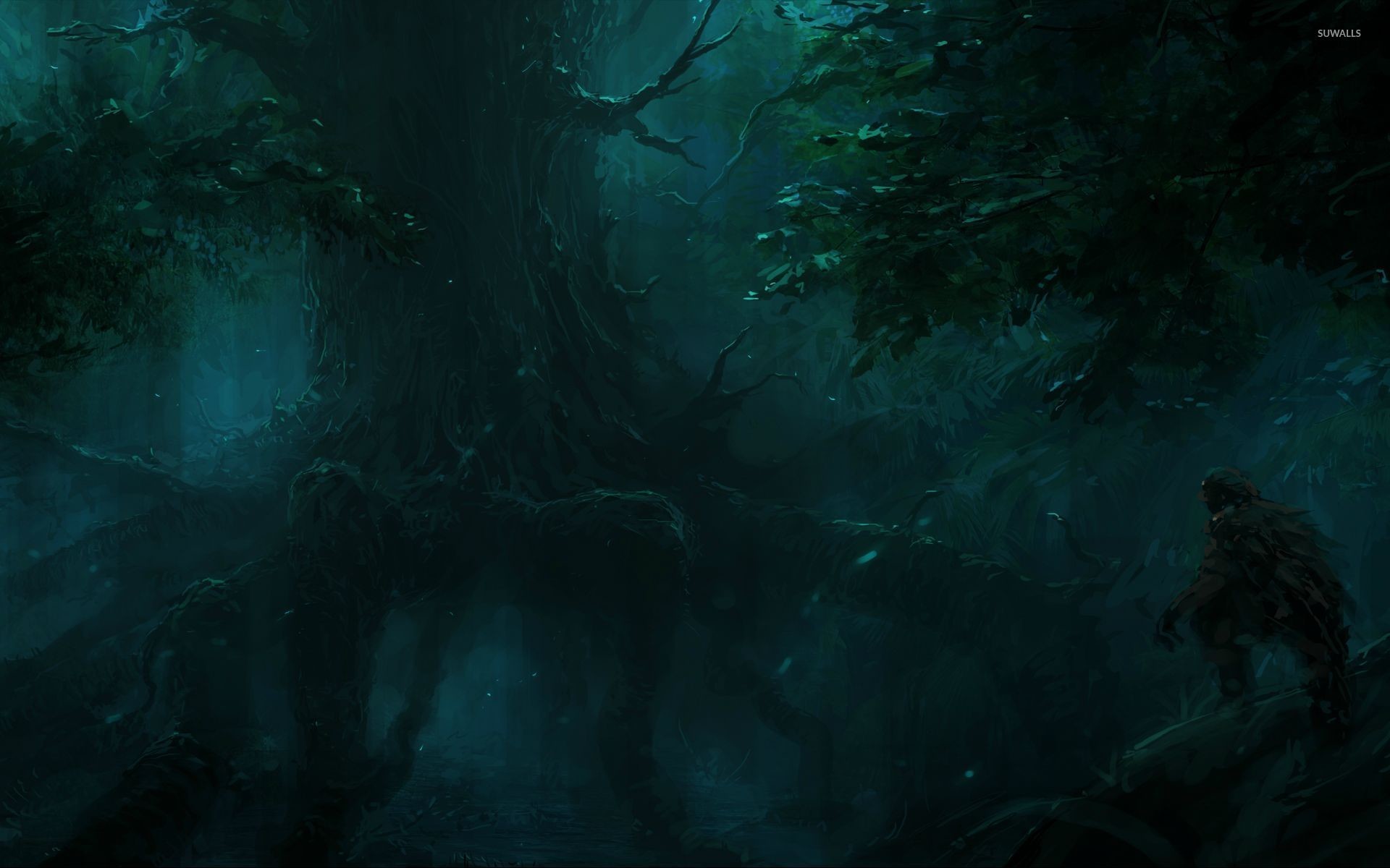 Foresta oscura, Creatura, Toni verdi, Fantasy, 1920x1200, sfondo MacBook Pro