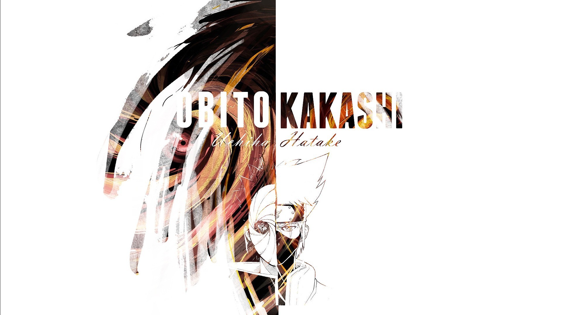 Obito Uchiha, Kakashi Hatake, Naruto, Tipografia, Full HD, sfondo per PC e portatile