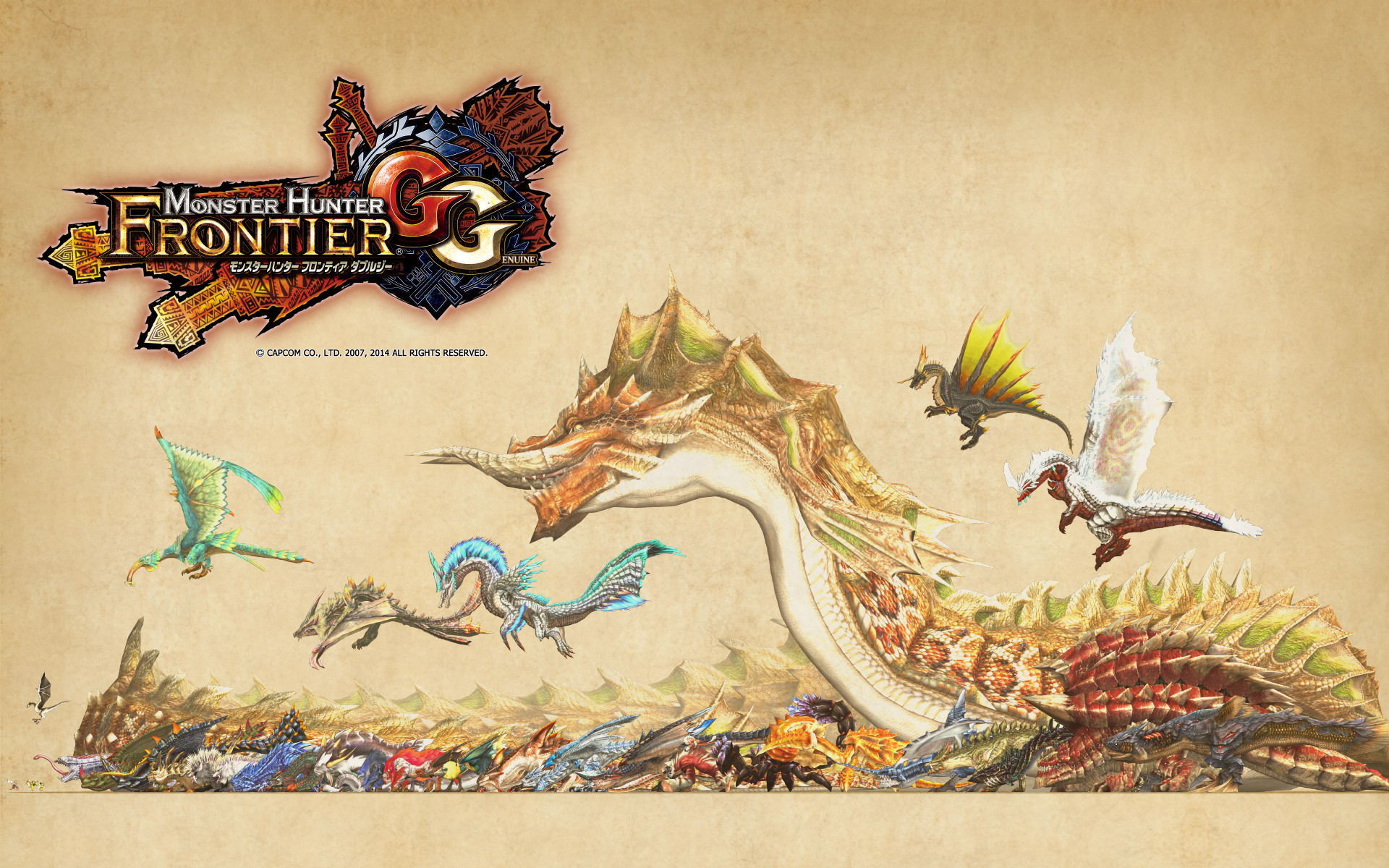Monster Hunter Frontier G, Mostri, Logo, Pergamena, 1920x1200, sfondo MacBook Pro