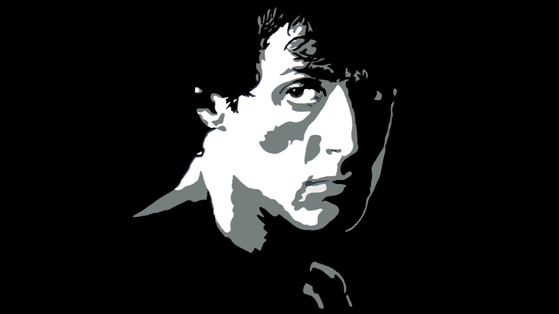 Rocky Balboa, Sylvester Stallone, Stencil, Sfondo nero, Full HD, wallpaper per computer